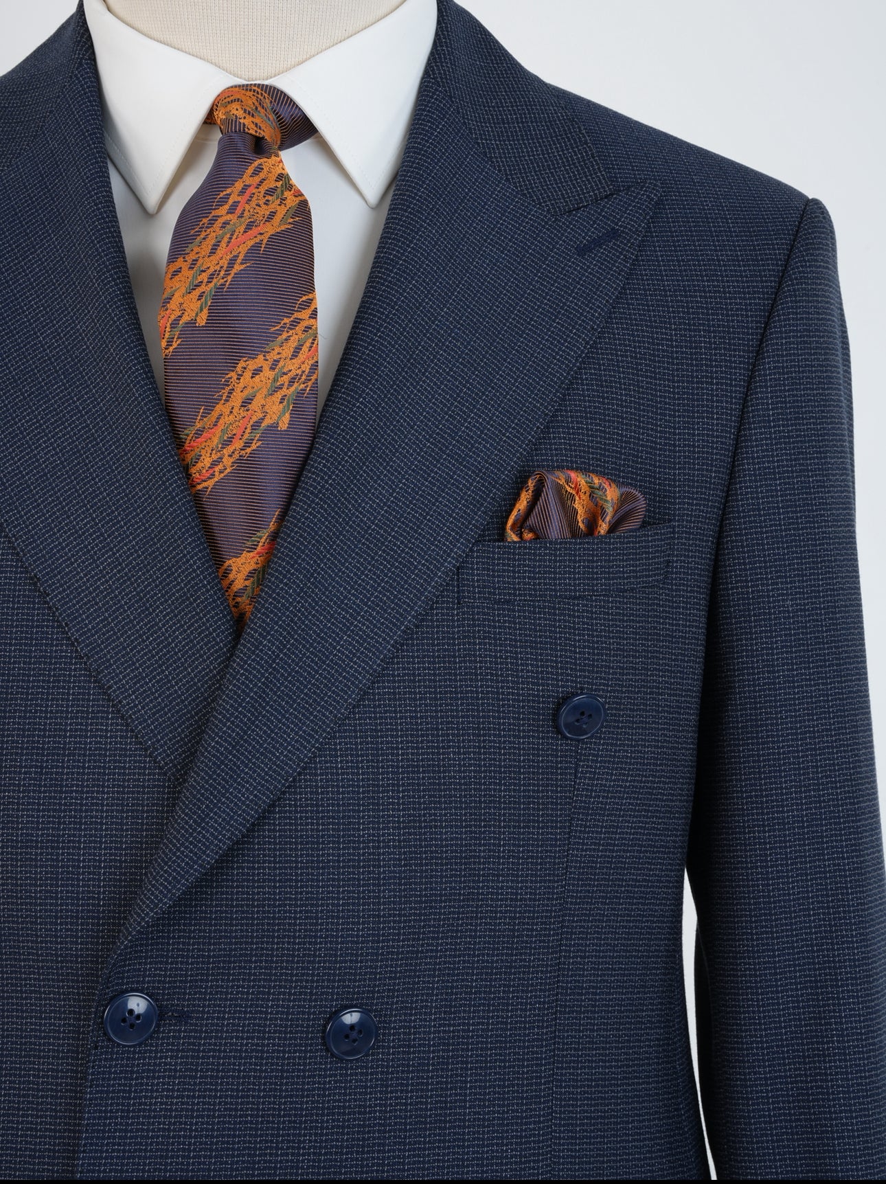 Navy Micro Grid Parez Suit