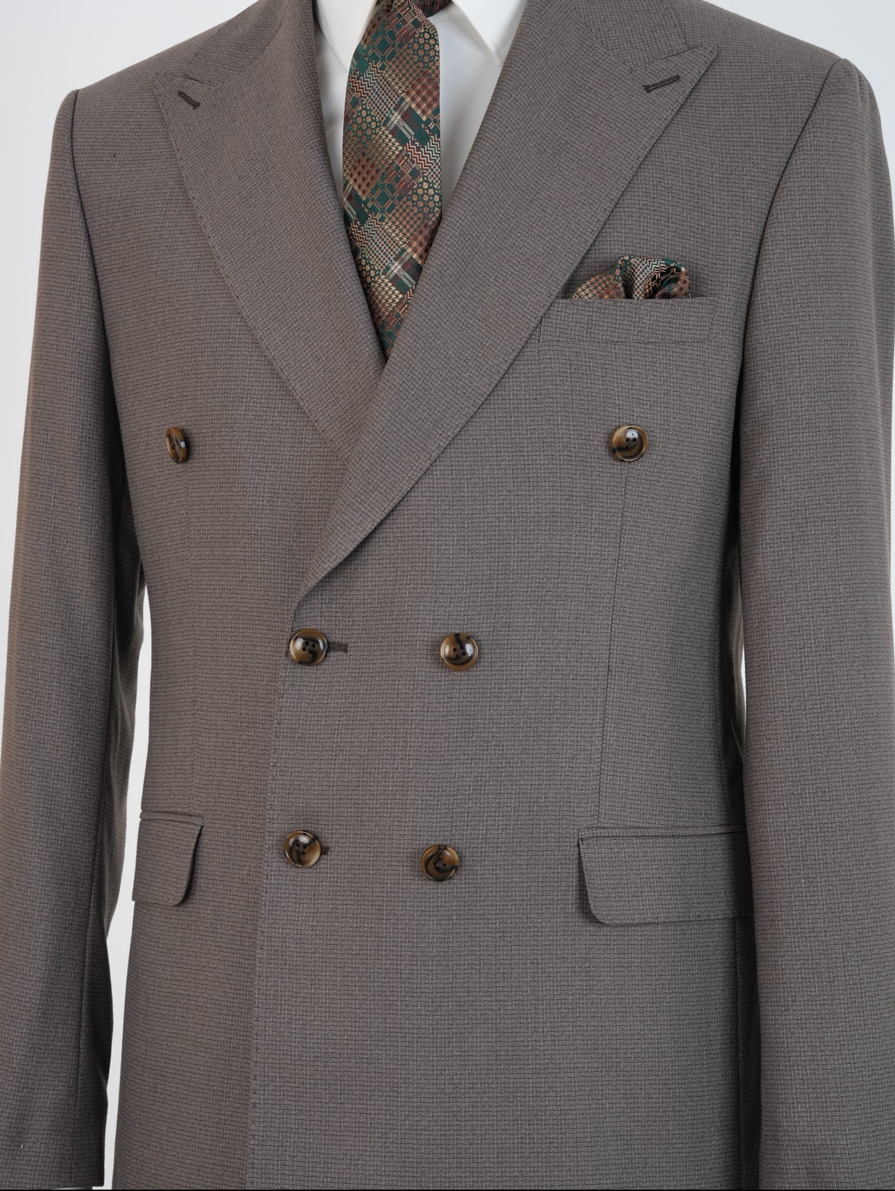 Brown Micro Grid Parez Suit