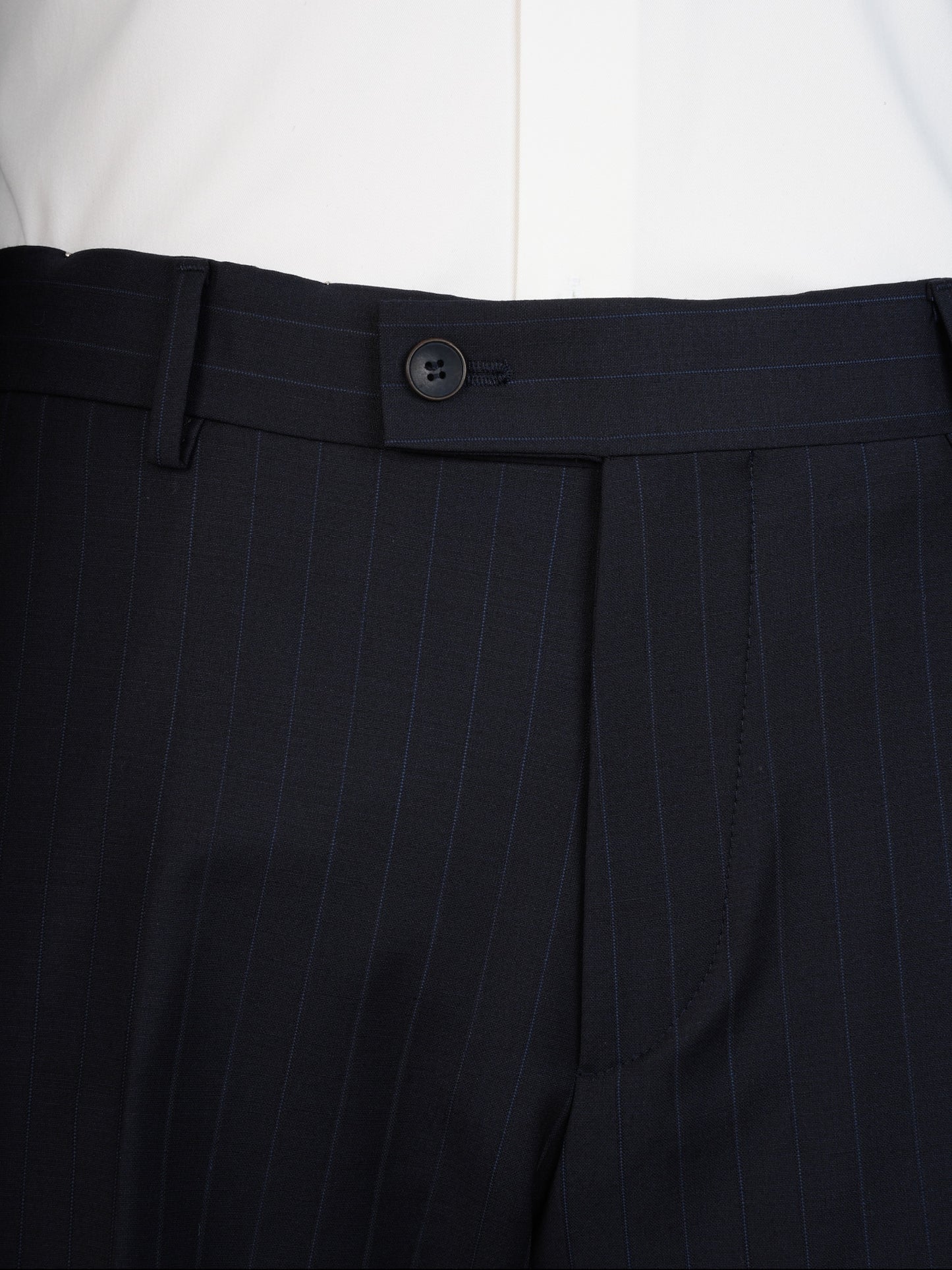 Midnight Navy Wool Suit – Formal Double Breasted Pinstripe