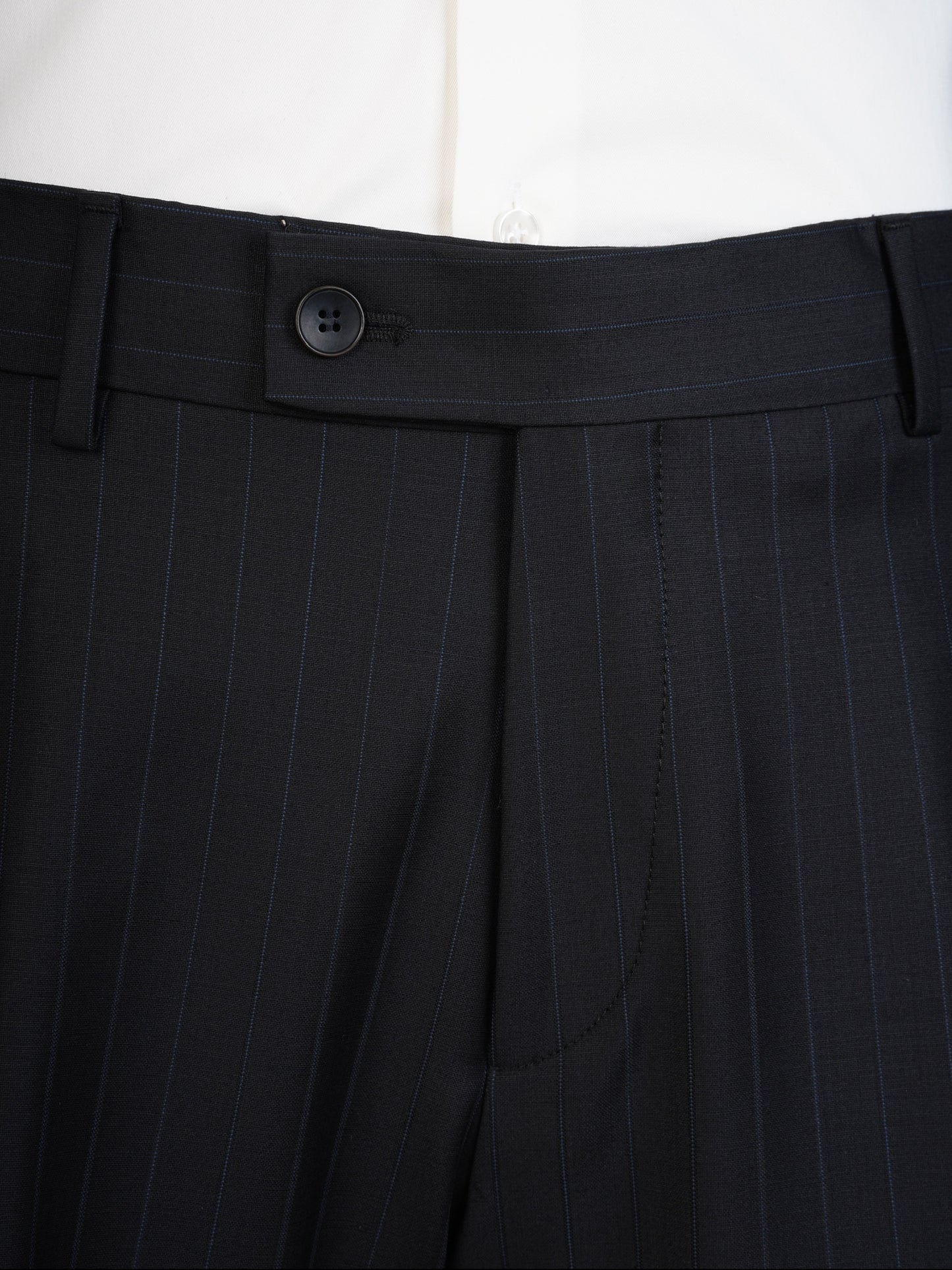 Charcoal Black Wool Pinstripe Suit – Double Breasted Sophistication