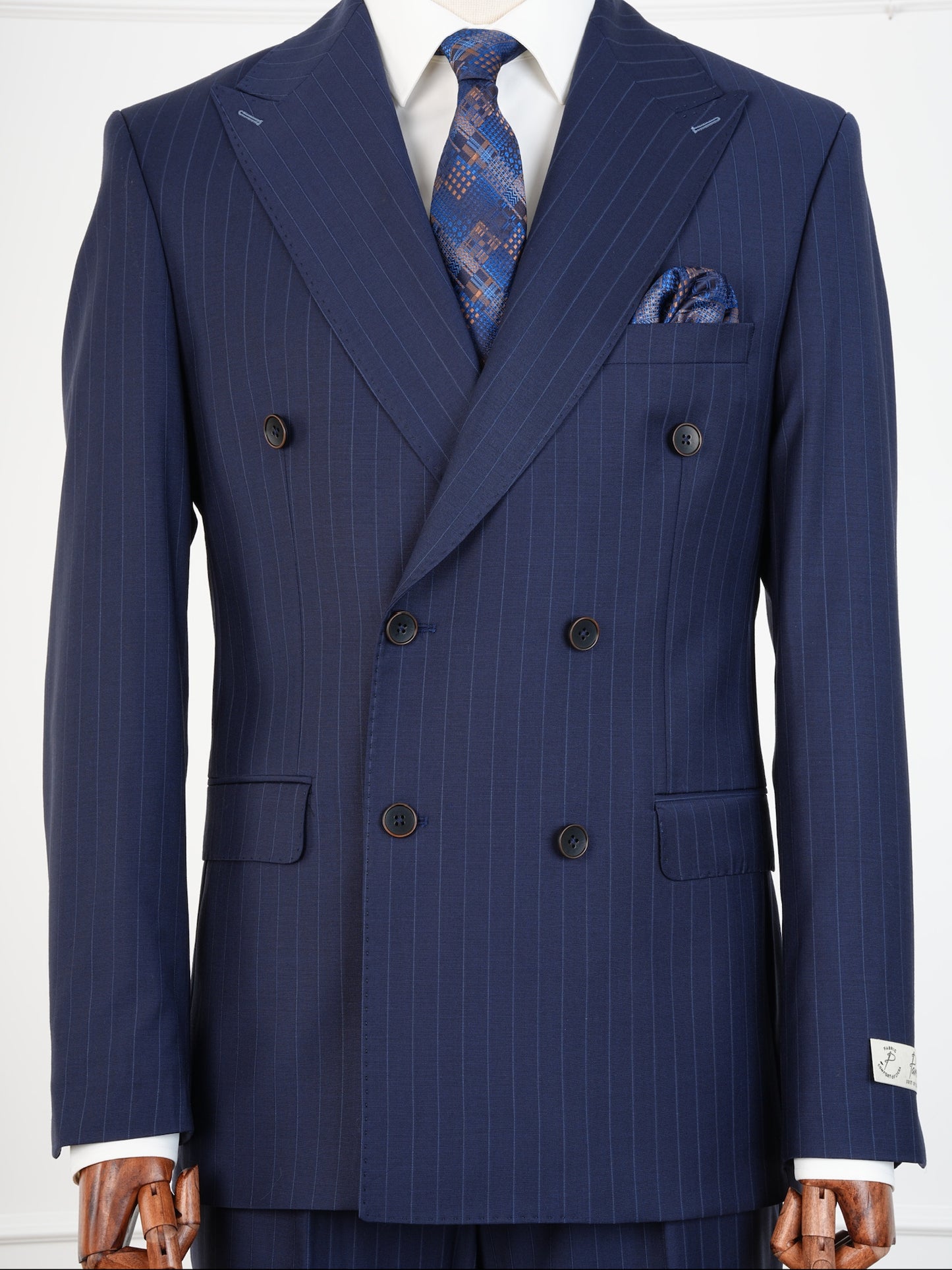Royal Blue Wool Pinstripe Suit – Slim Fit Double Breasted