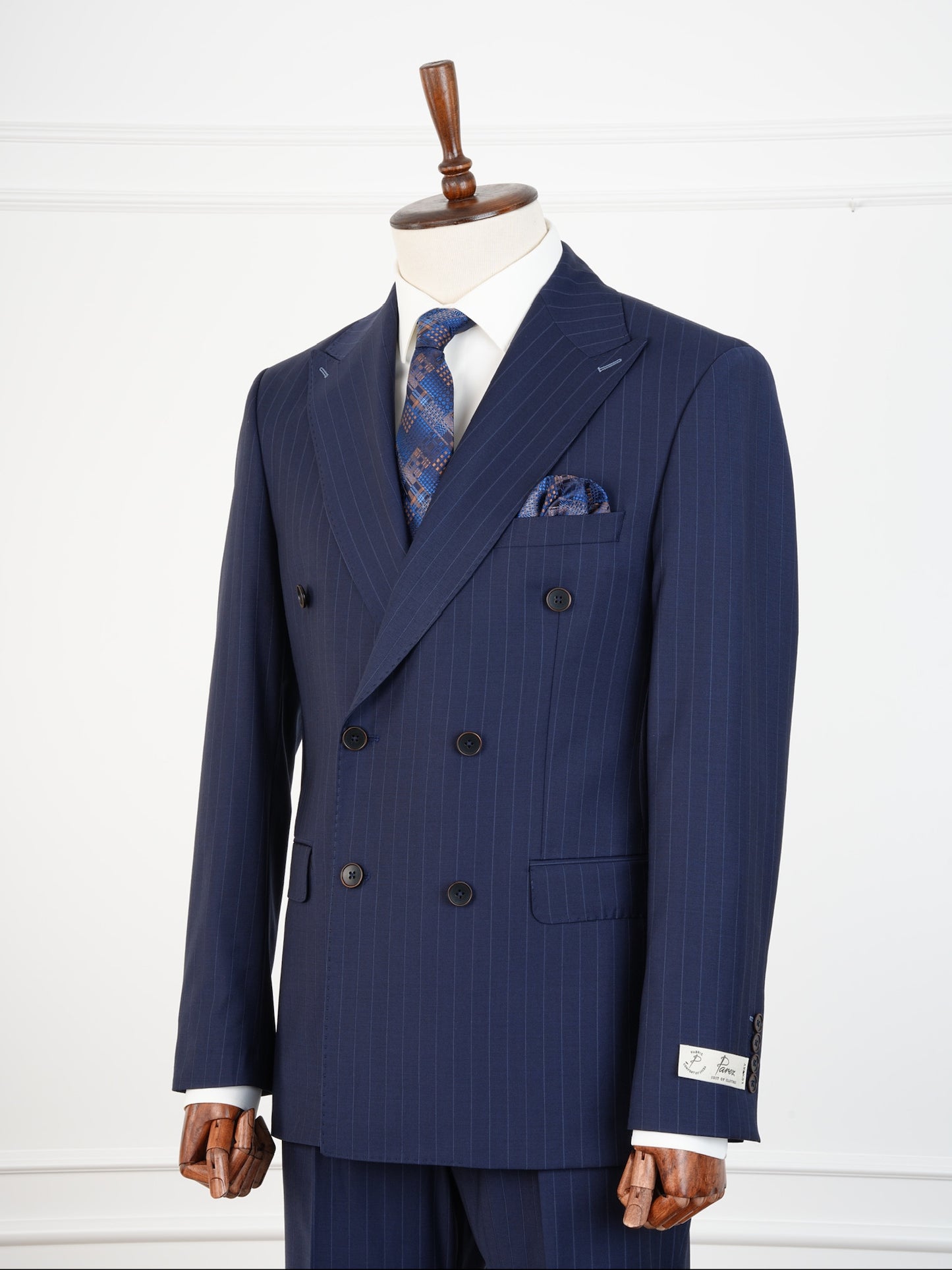 Royal Blue Wool Pinstripe Suit – Slim Fit Double Breasted