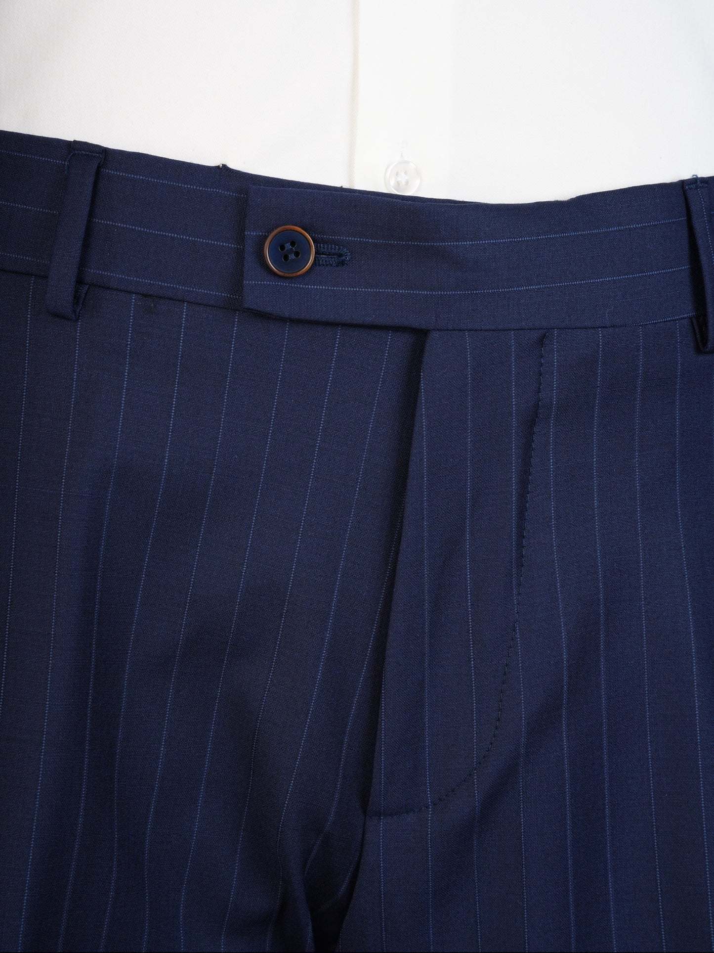 Royal Blue Wool Pinstripe Suit – Slim Fit Double Breasted