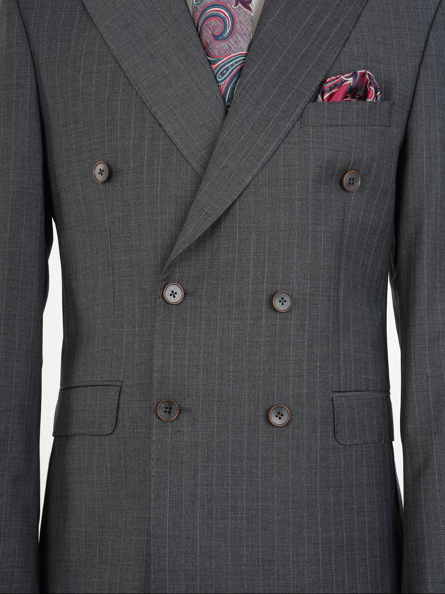 Slate Grey Wool Suit – Fine Pinstripe Business Classic