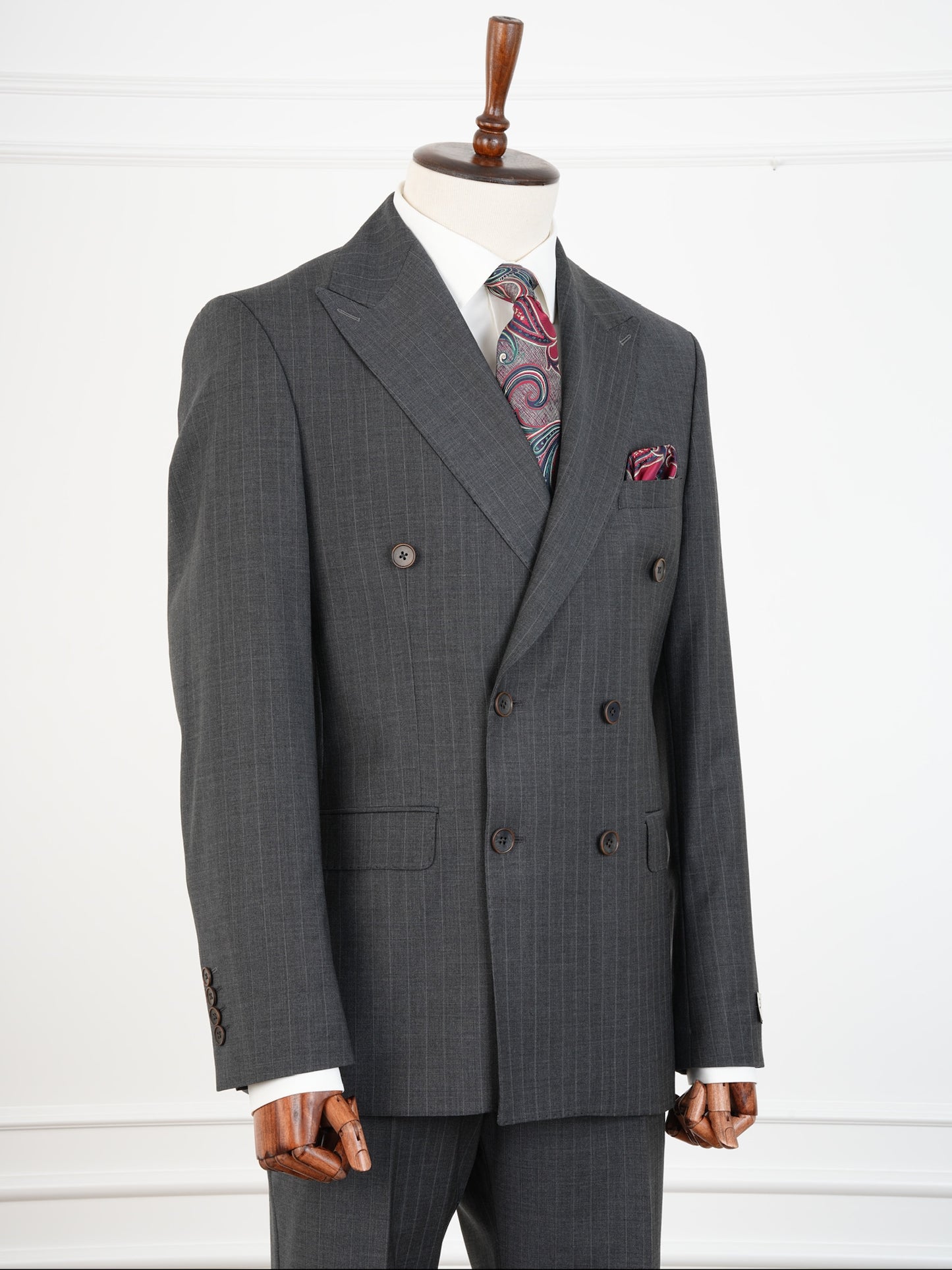 Slate Grey Wool Suit – Fine Pinstripe Business Classic