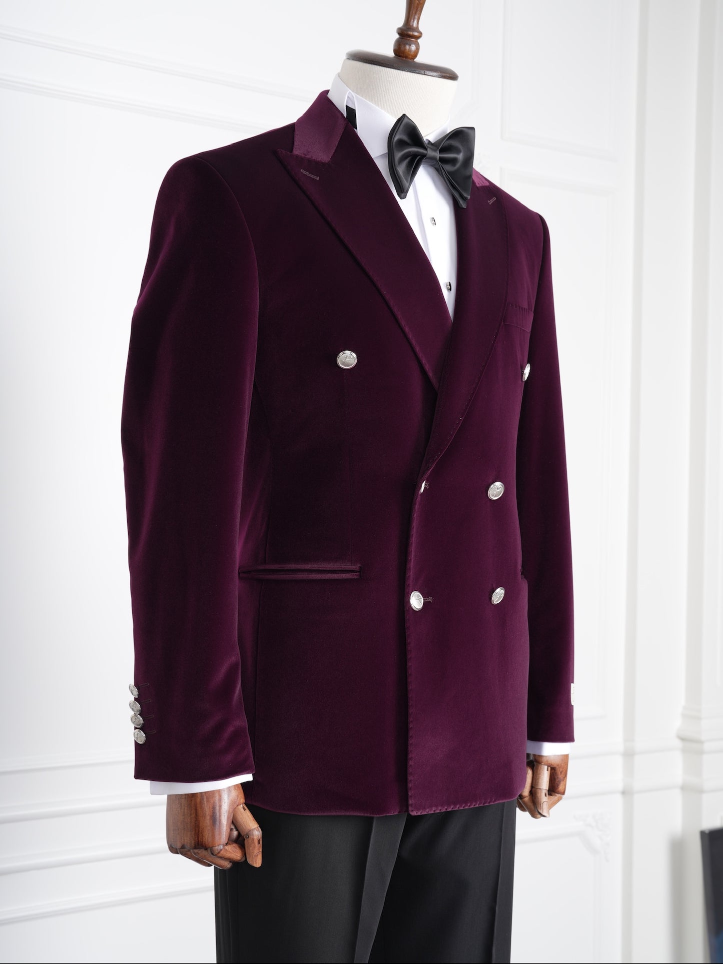 The Bordeaux – Wine Velvet Party Tuxedo for Men | Double-Breasted Suit with Signature Buttons