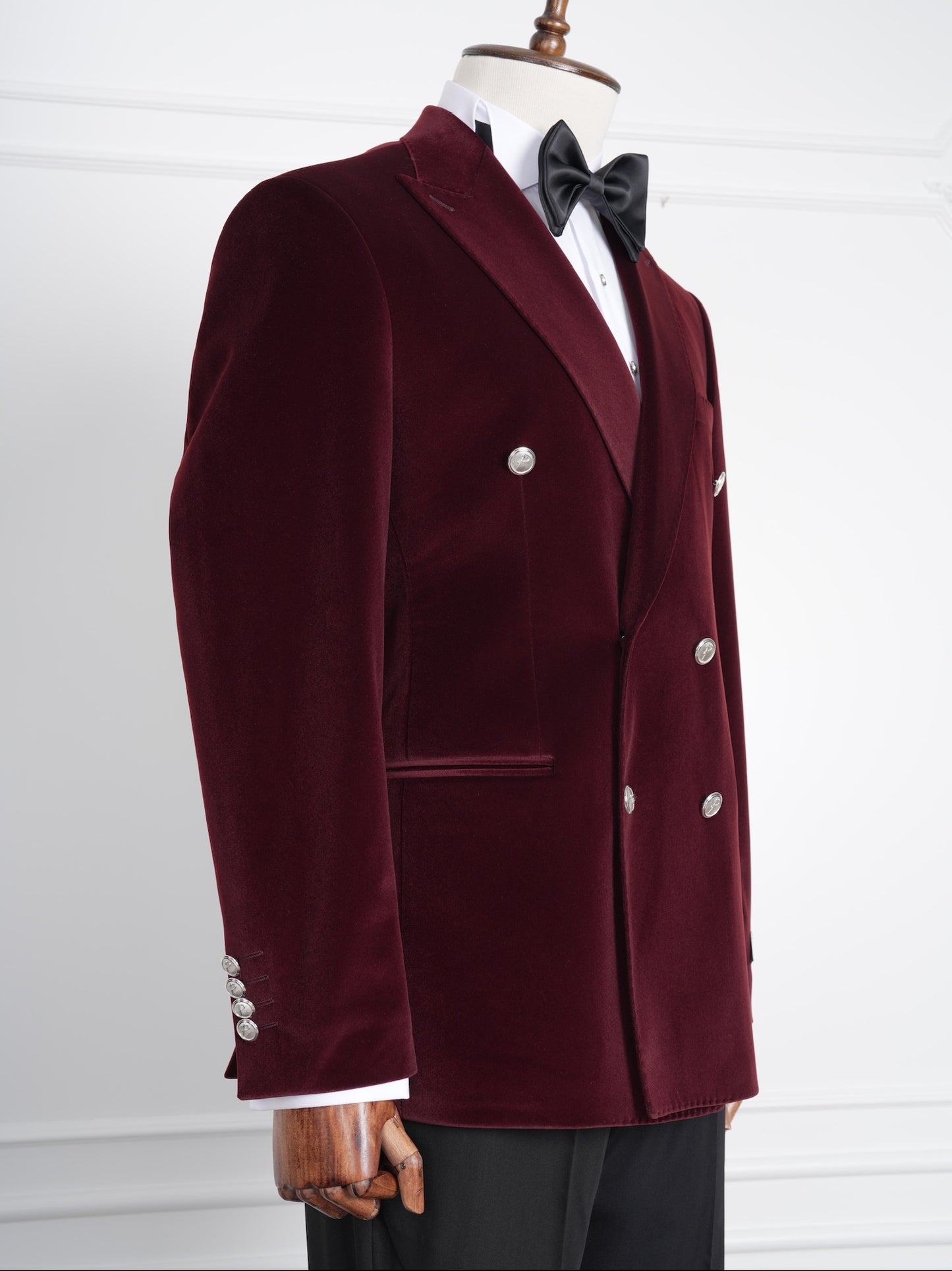 The Marquee Burgundy Velvet Tuxedo | Double-Breasted Soft Velvet Suit