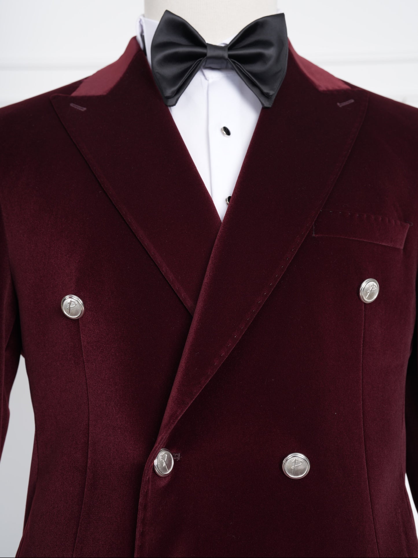 The Marquee Burgundy Velvet Tuxedo | Double-Breasted Soft Velvet Suit