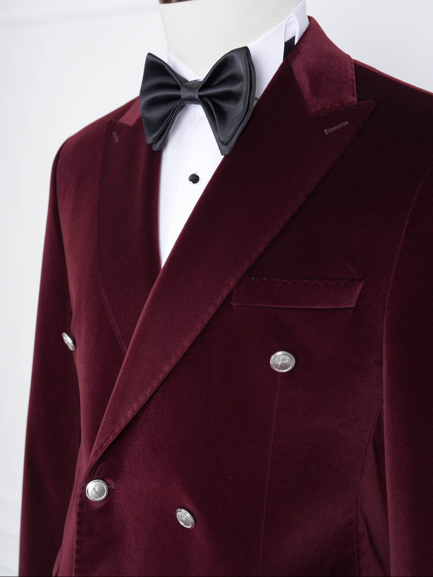 The Marquee Burgundy Velvet Tuxedo | Double-Breasted Soft Velvet Suit