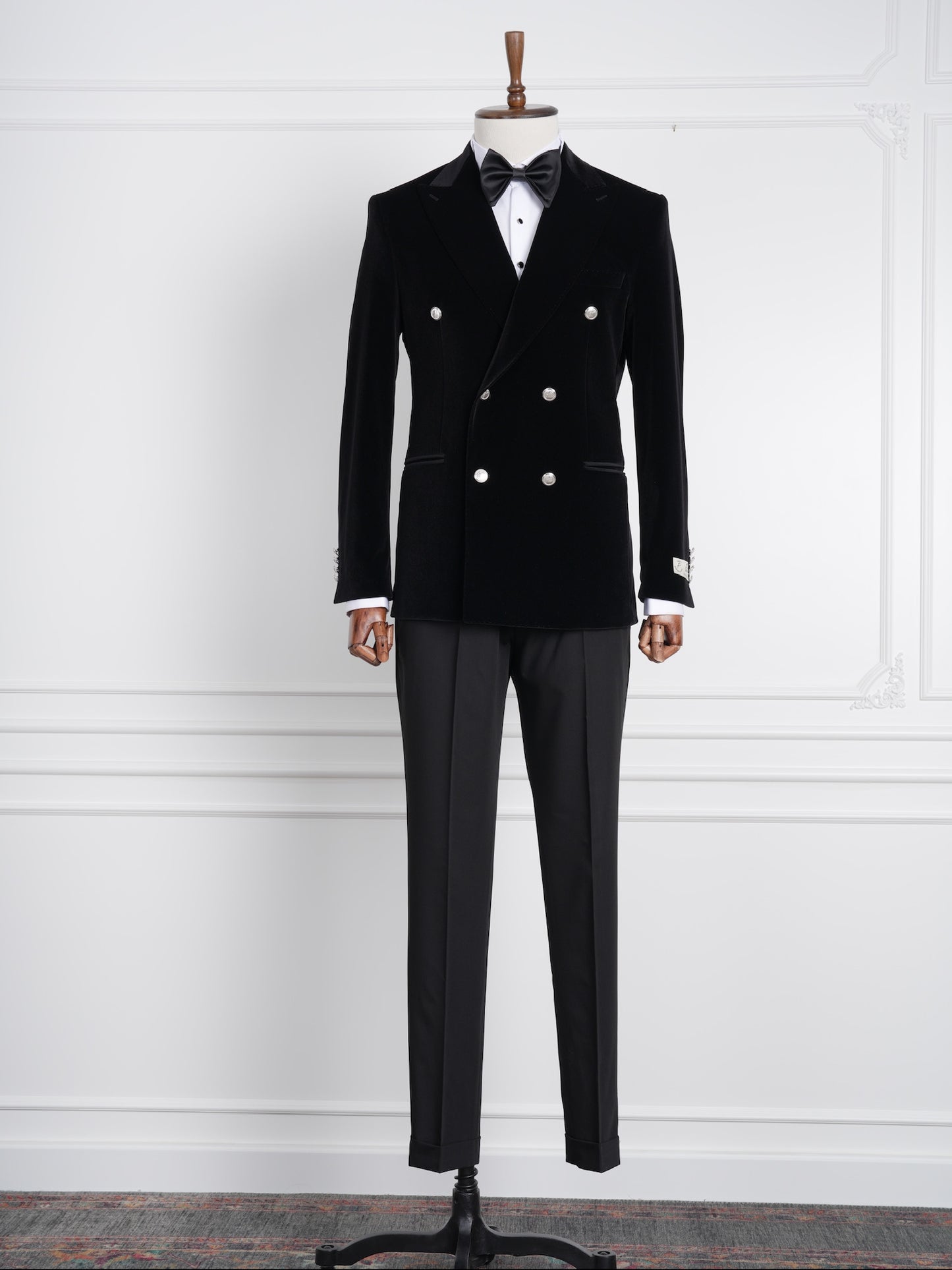 The Noire – Black Velvet Double-Breasted Tuxedo Wide Lapel | Elegant Party Suit for Men