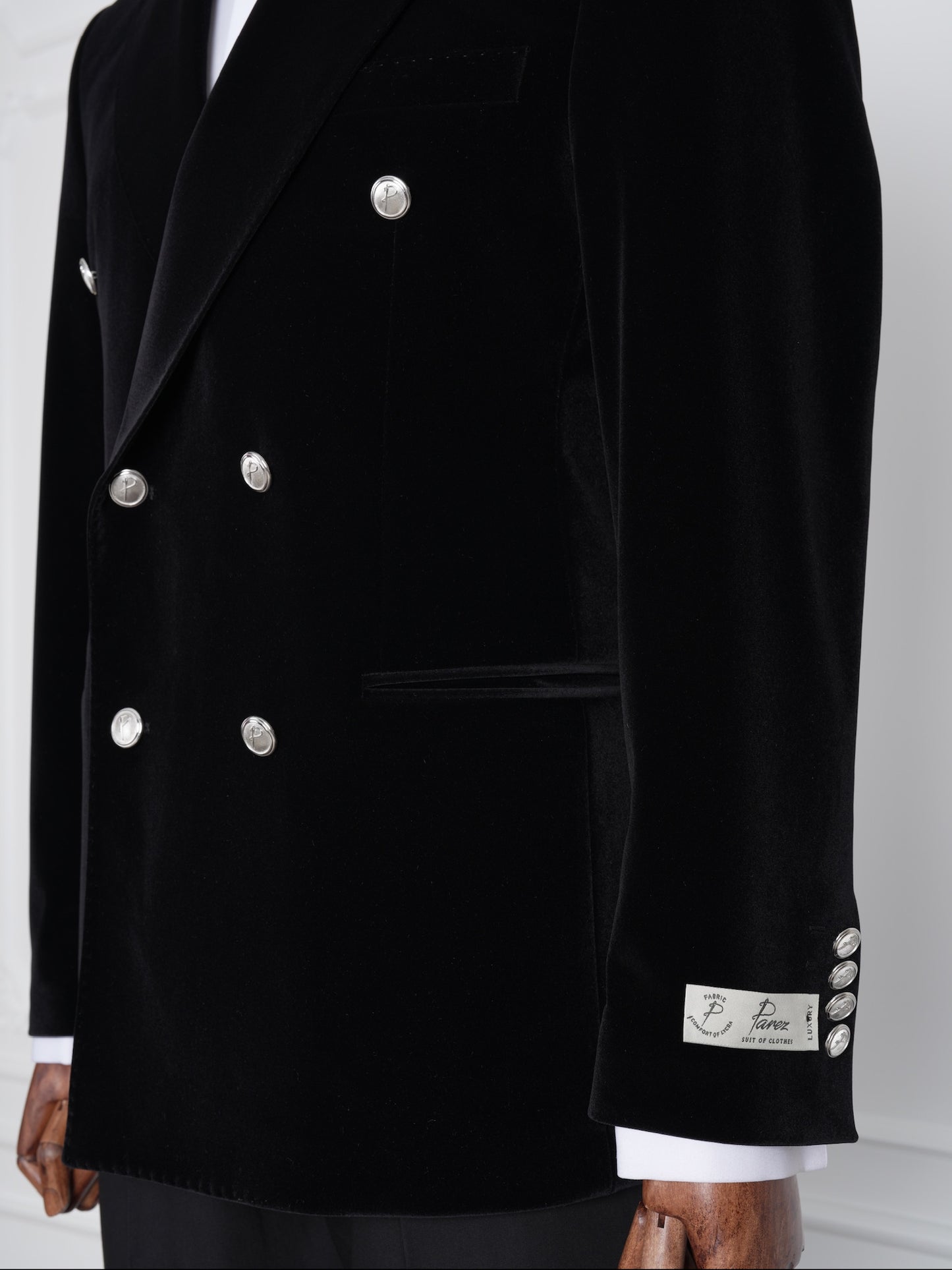 The Noire – Black Velvet Double-Breasted Tuxedo Wide Lapel | Elegant Party Suit for Men
