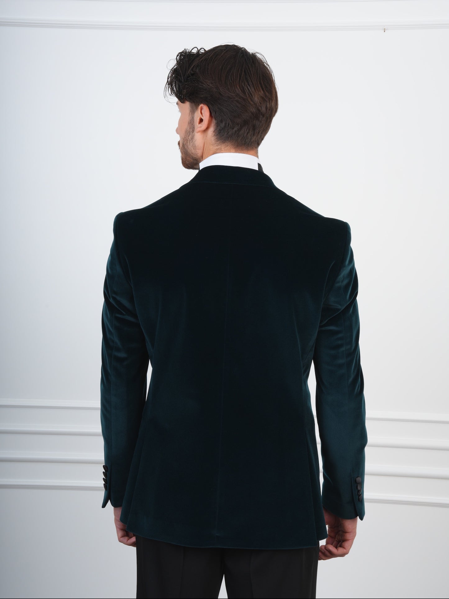 The Evergreen Tide – Ocean Green Velvet Tuxedo with Black Satin Lapel & Bow Tie, Party Suit for Men (Copy)