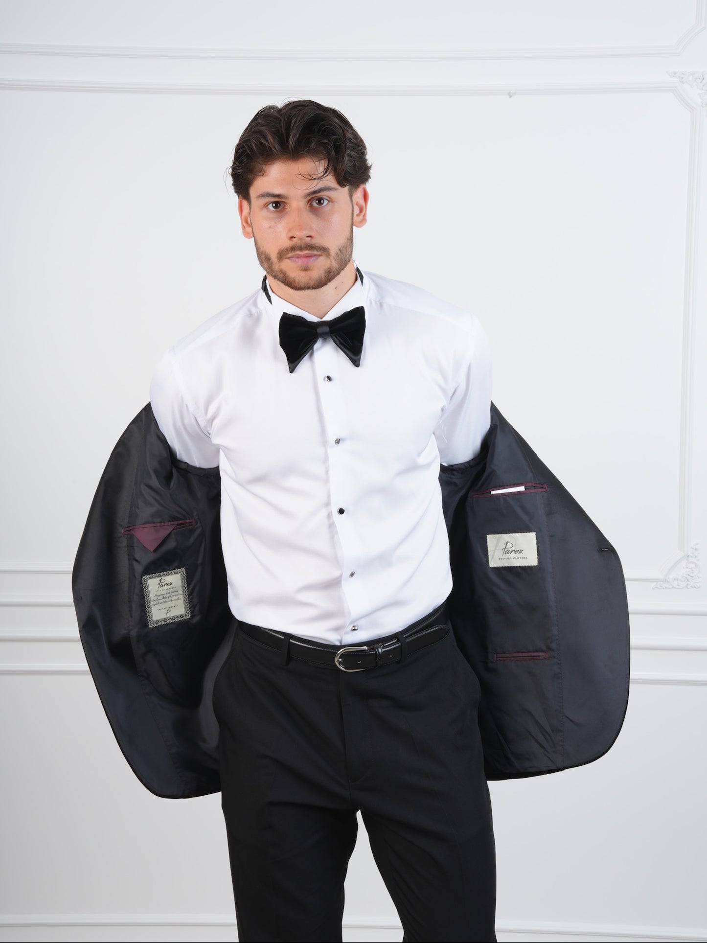 The Onyx – Black Velvet Men’s Tuxedo with Satin Peak Lapel | Groom or Formal Party Suit
