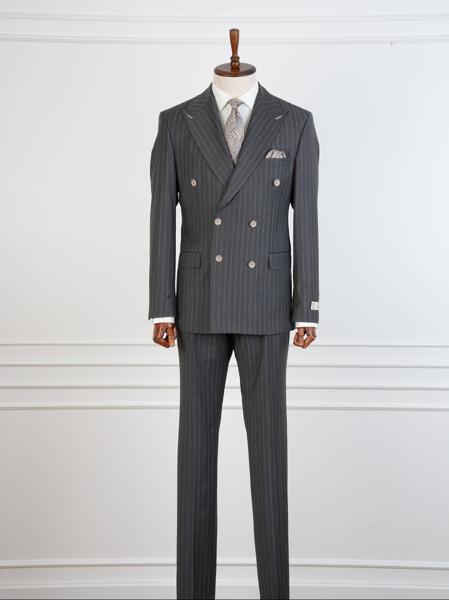 Parez Grey Wool Pinstripe Suit – Double Breasted Slim Fit Business Set