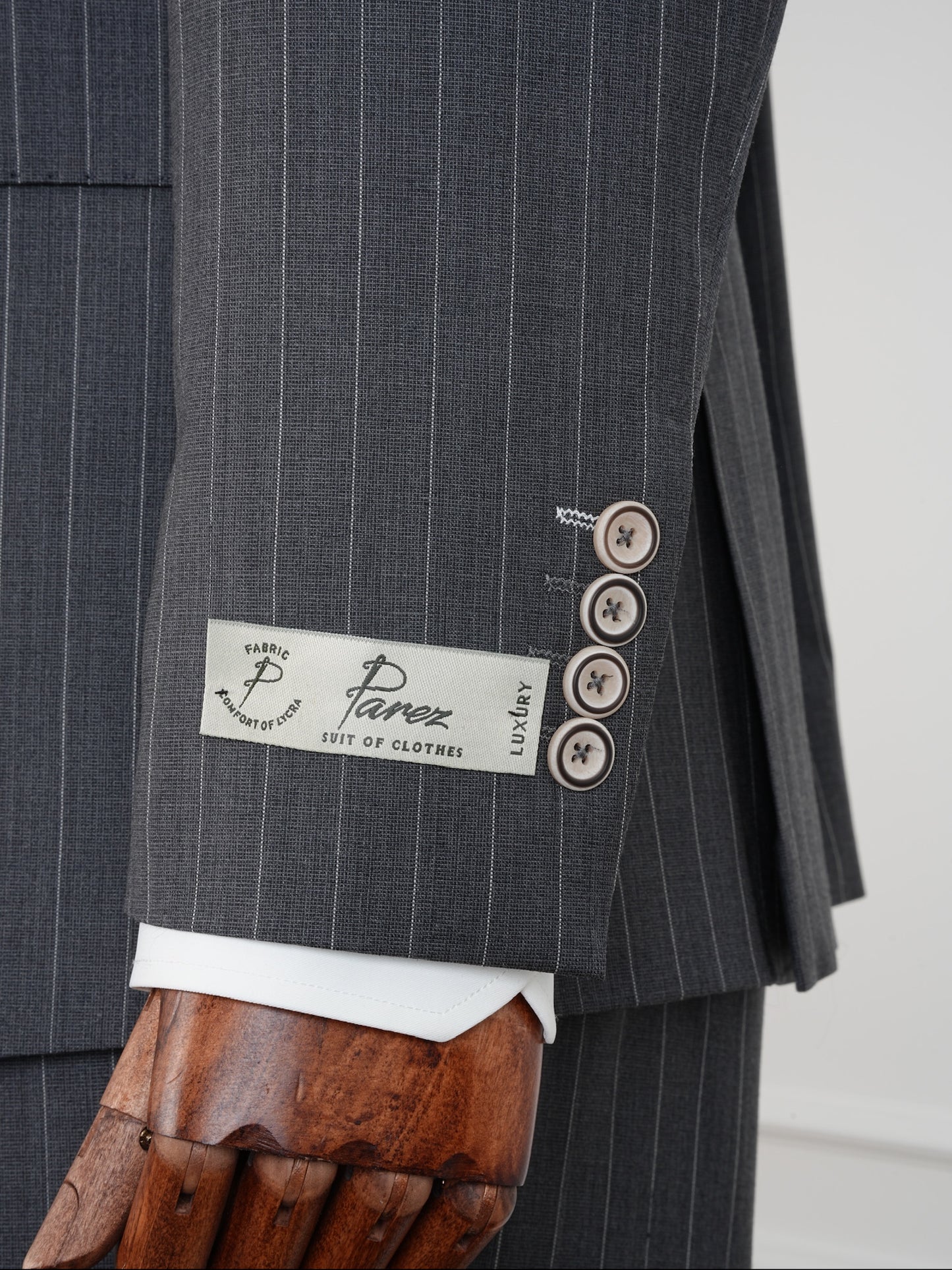 Parez Grey Wool Pinstripe Suit – Double Breasted Slim Fit Business Set