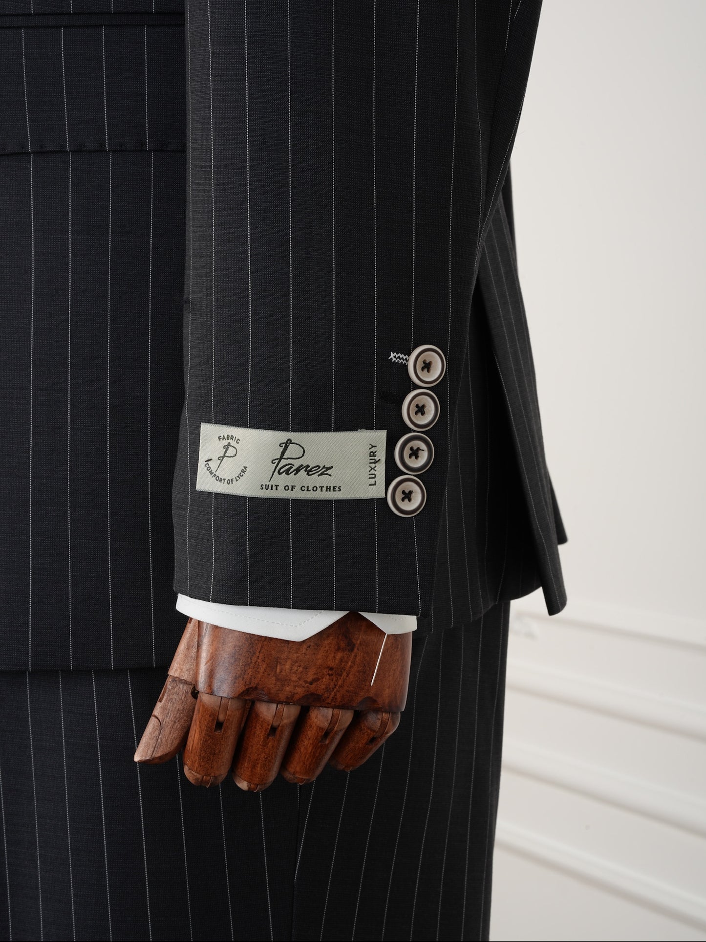 Parez 100% Wool Pinstripe Double-Breasted Suit – Slim Fit Formal Set for Business & Weddings
