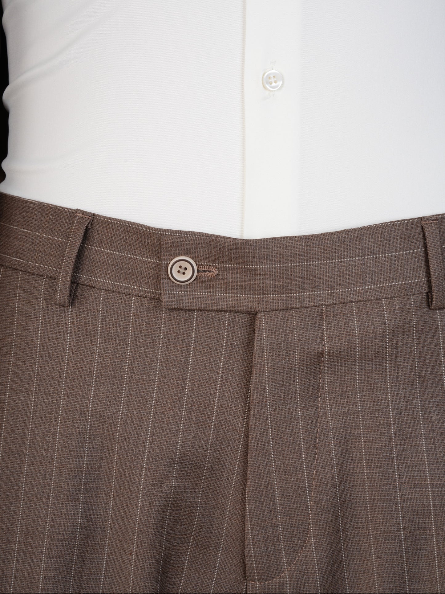 Men’s Brown Wool Pinstripe Suit – Double-Breasted 100% Wool Formal Set | Elegant Business & Wedding Suit by Parez