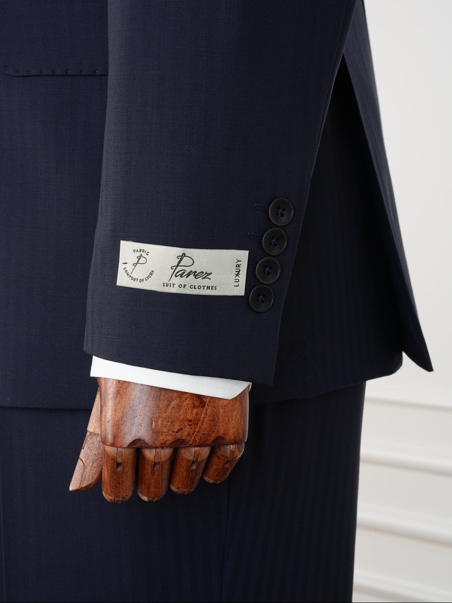 Men’s Navy Wool Pinstripe Suit – Double-Breasted Luxury Business & Wedding Set | 100% Wool Tailored Formal Suit by Parez