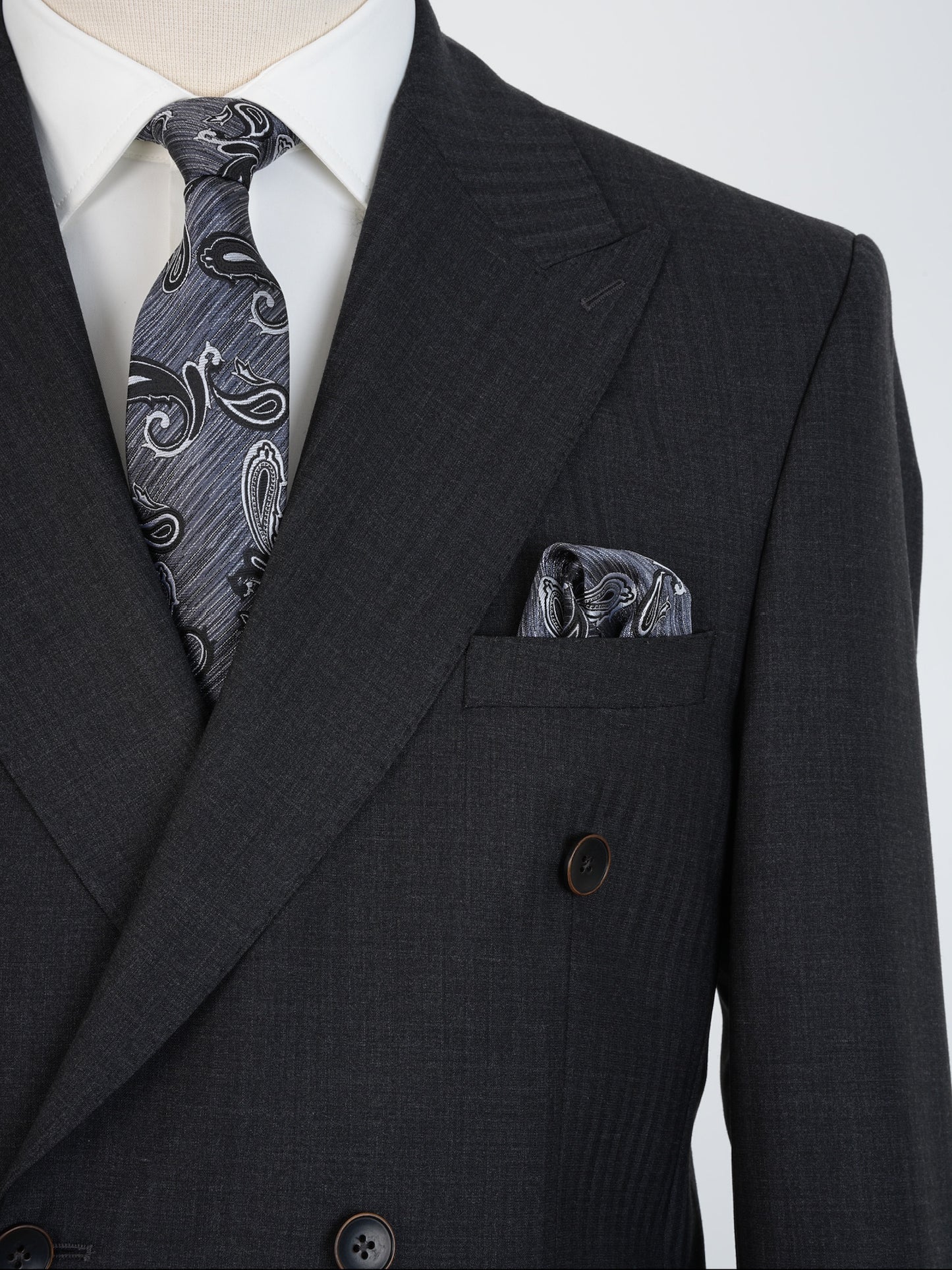 Men’s Dark Charcoal Wool Suit – Double-Breasted Tailored Fit | Luxury 2-Piece Formal Set by Parez