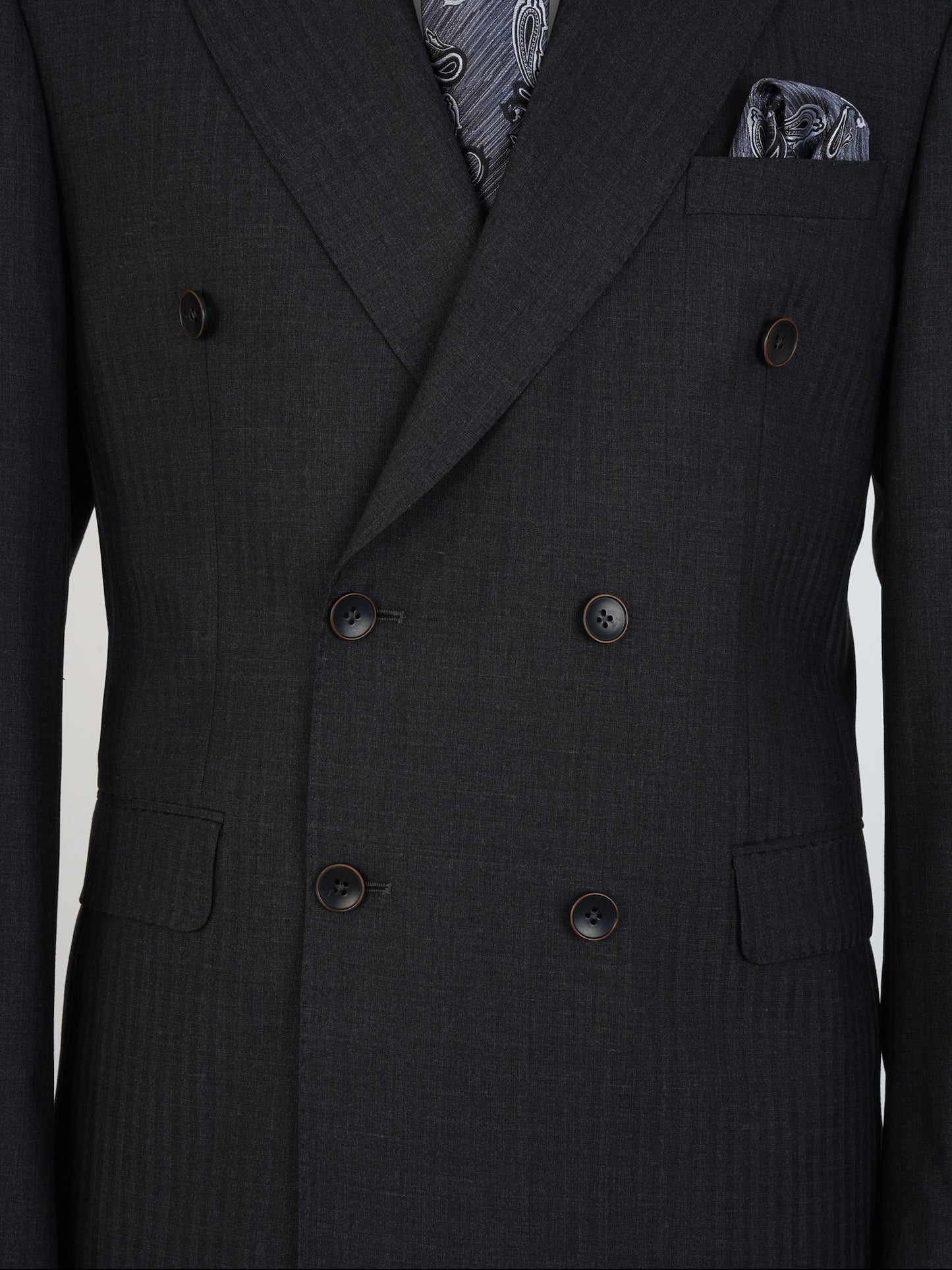 Men’s Dark Charcoal Wool Suit – Double-Breasted Tailored Fit | Luxury 2-Piece Formal Set by Parez