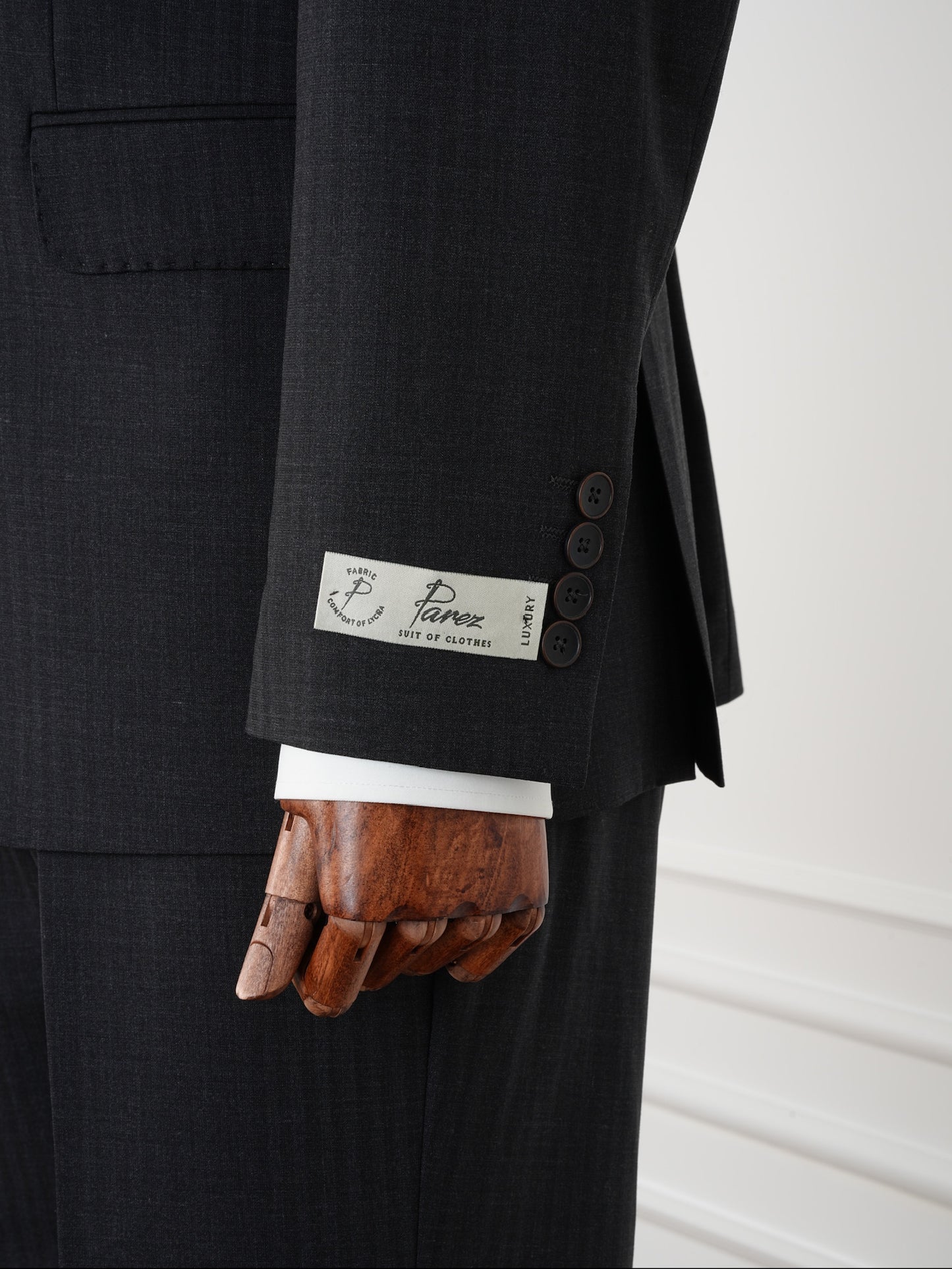 Men’s Dark Charcoal Wool Suit – Double-Breasted Tailored Fit | Luxury 2-Piece Formal Set by Parez