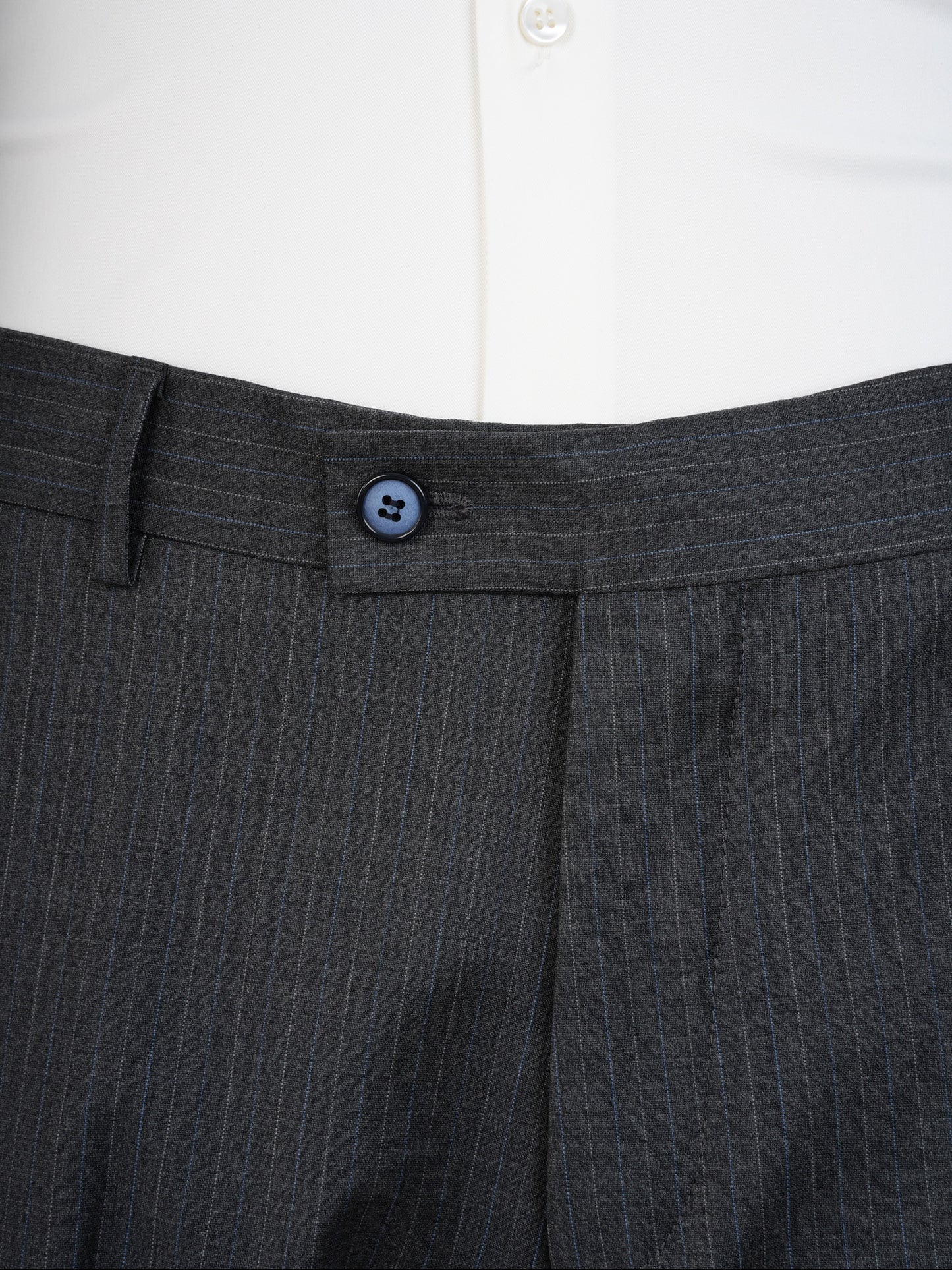 Men’s Striped Grey Wool Suit – Classic Double-Breasted Formalwear by Parez
