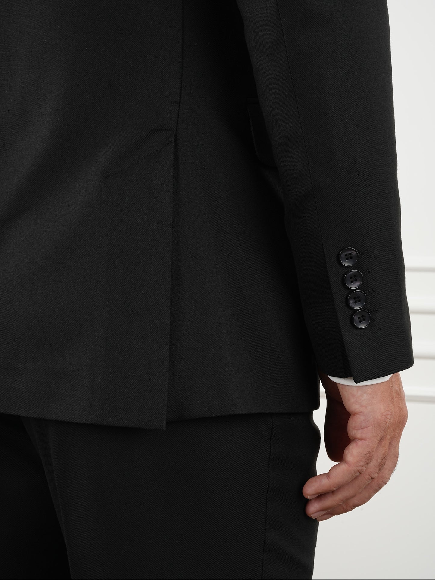 Tailored Fit Black Double Breasted Full Suit Regular Parez