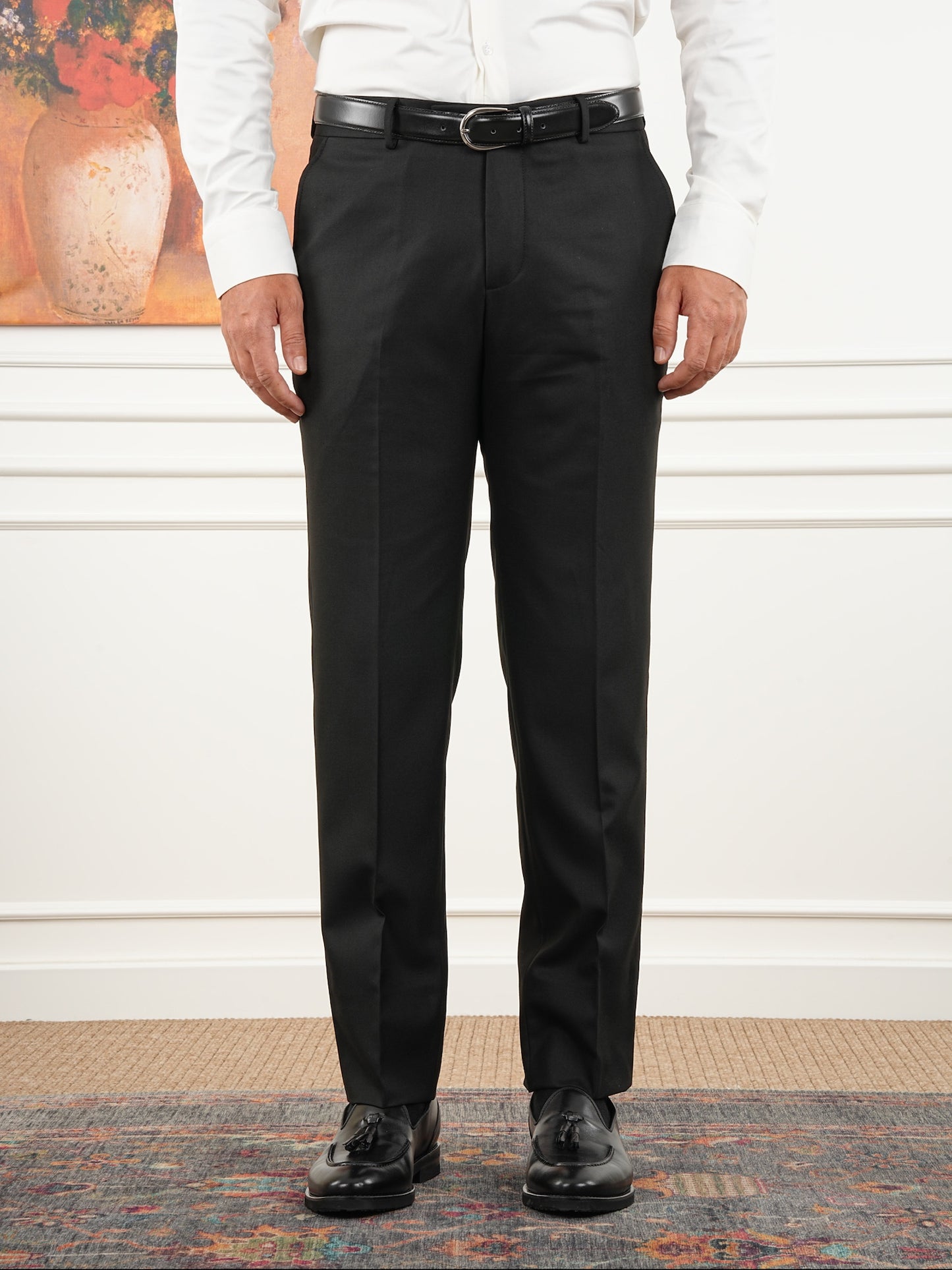 Tailored Fit Black Double Breasted Full Suit Regular Parez