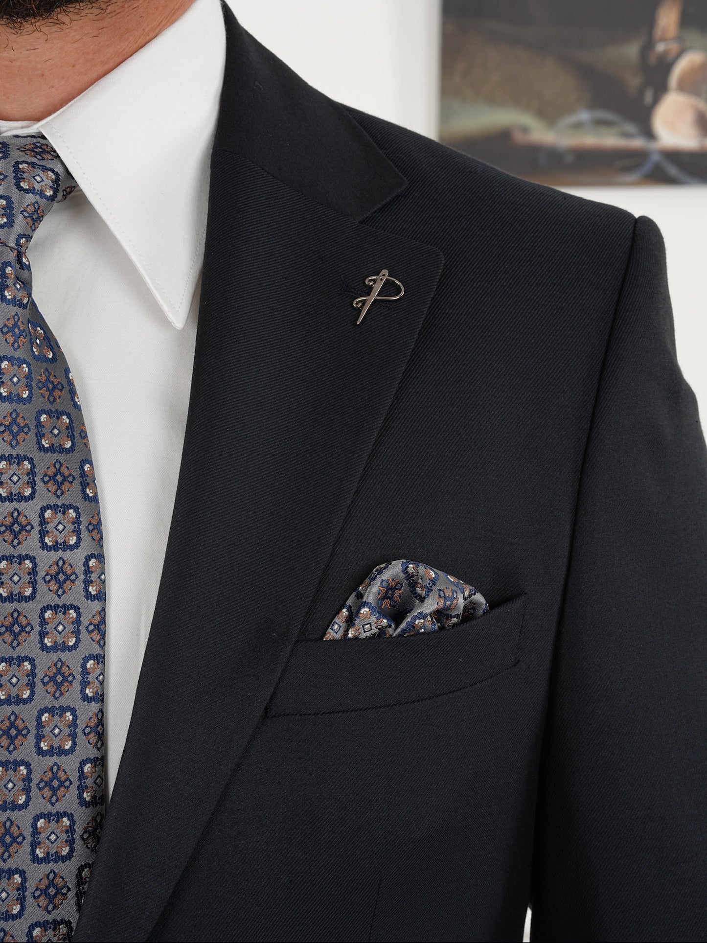 Tailored Fit Dark Navy Single Breasted Closure Full Suit