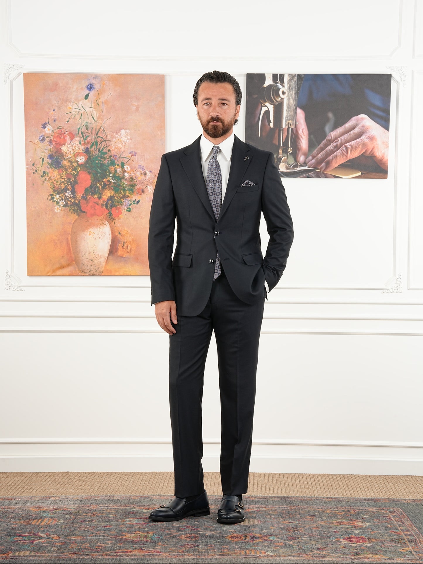 Tailored Fit Dark Navy Single Breasted Closure Full Suit