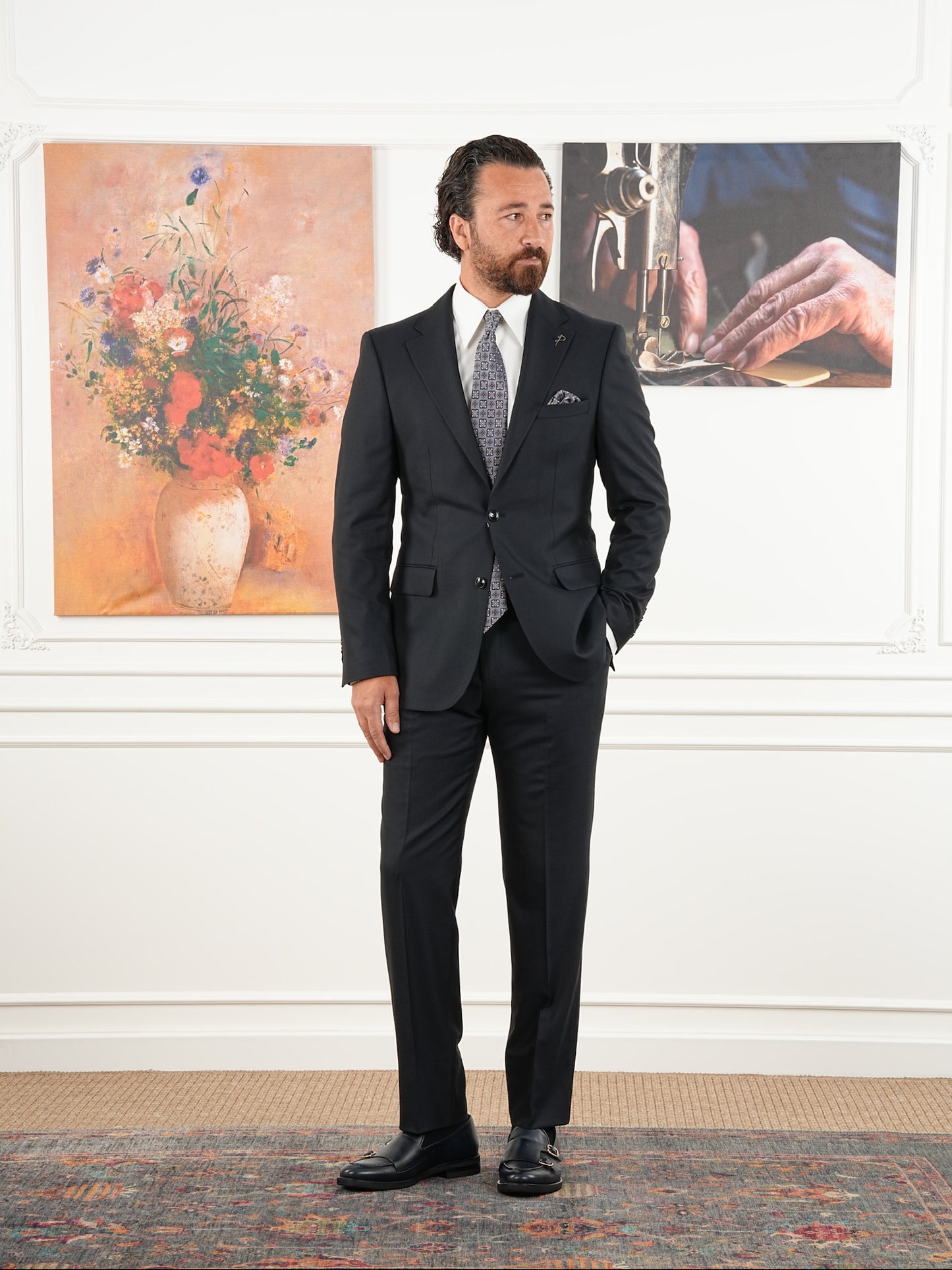 Tailored Fit Dark Navy Single Breasted Closure Full Suit