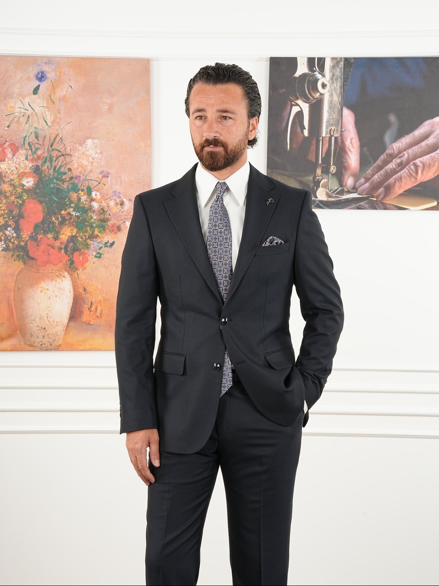 Tailored Fit Dark Navy Single Breasted Closure Full Suit
