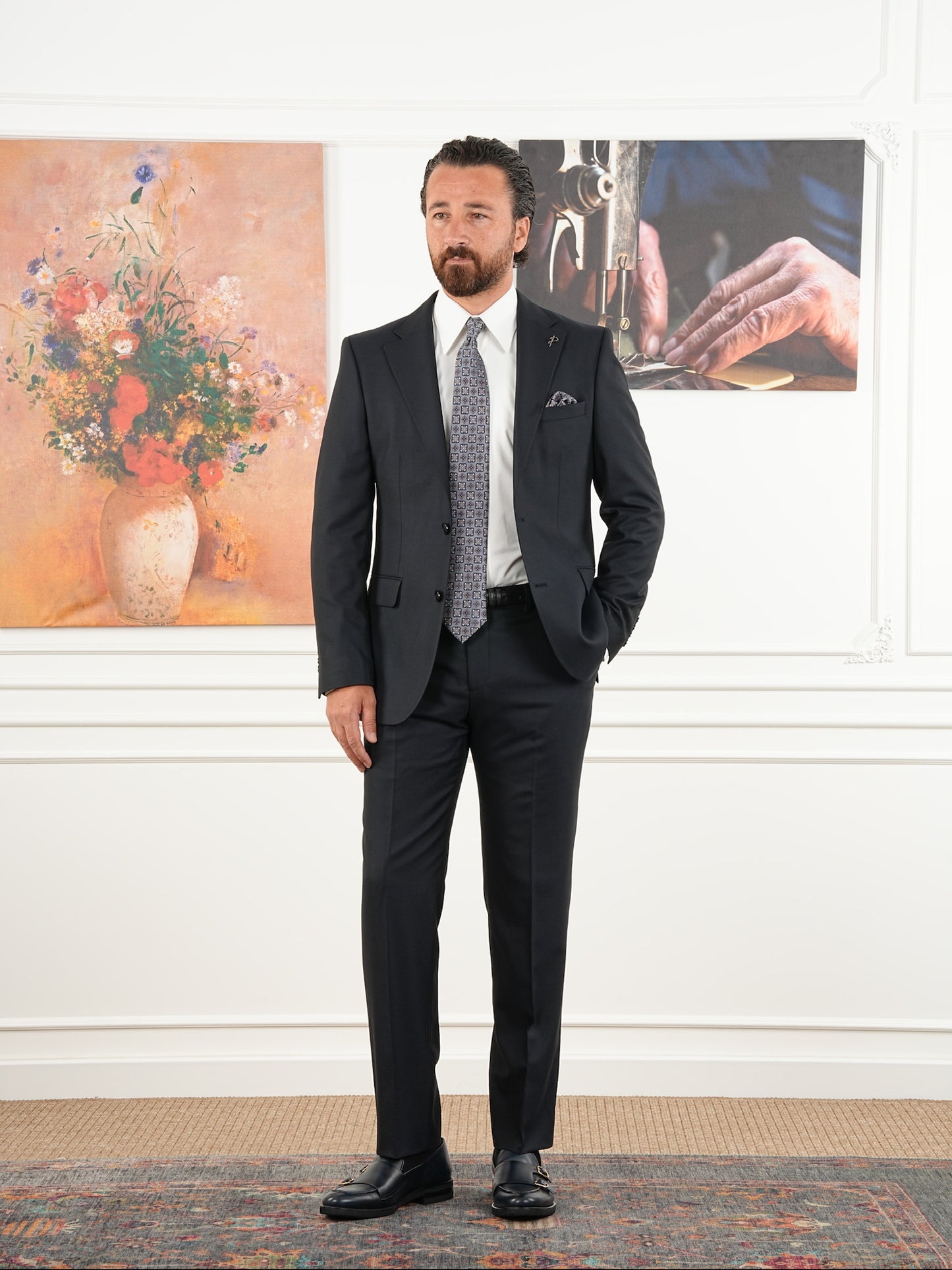Tailored Fit Dark Navy Single Breasted Closure Full Suit