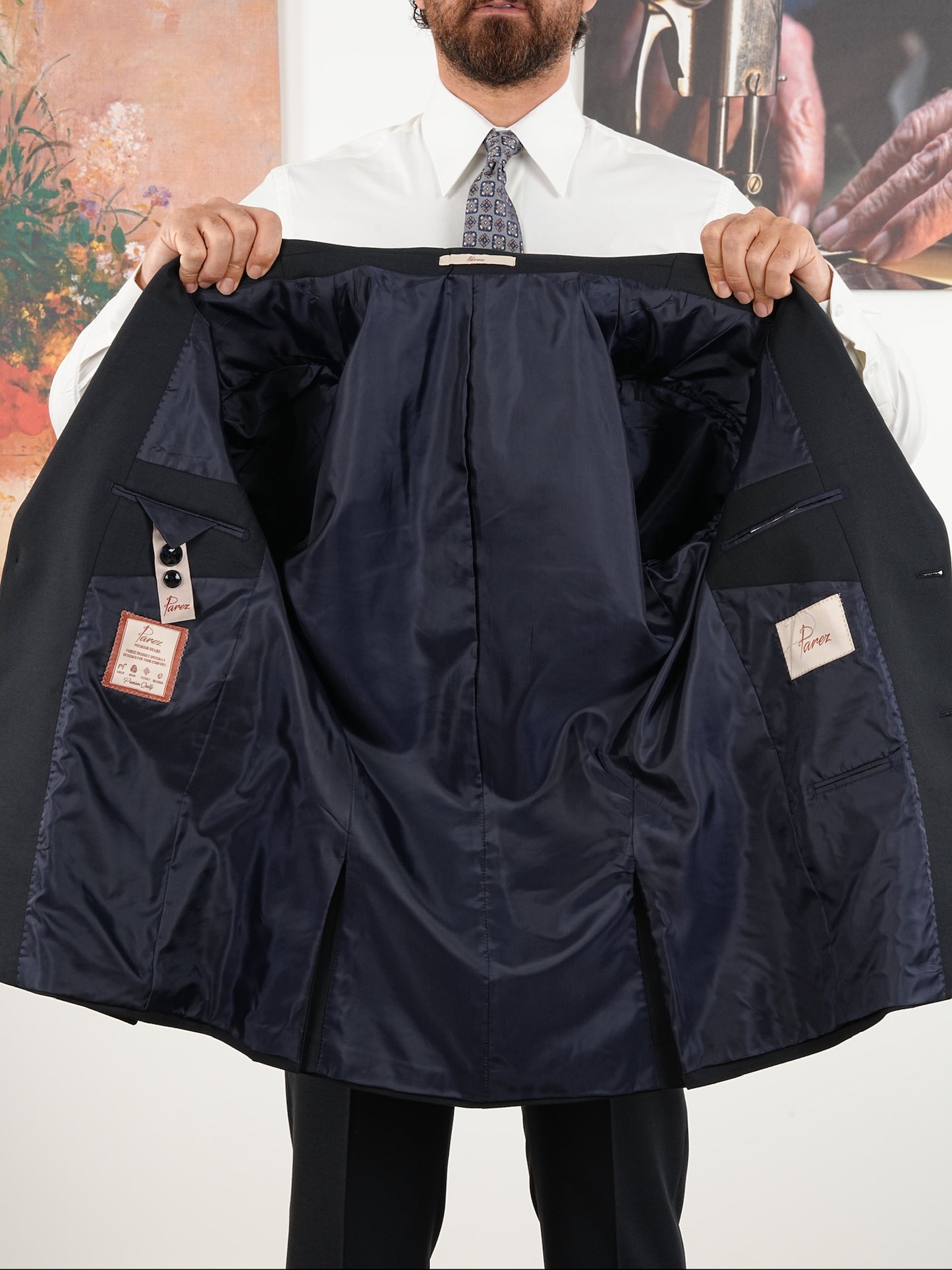 Tailored Fit Dark Navy Single Breasted Closure Full Suit