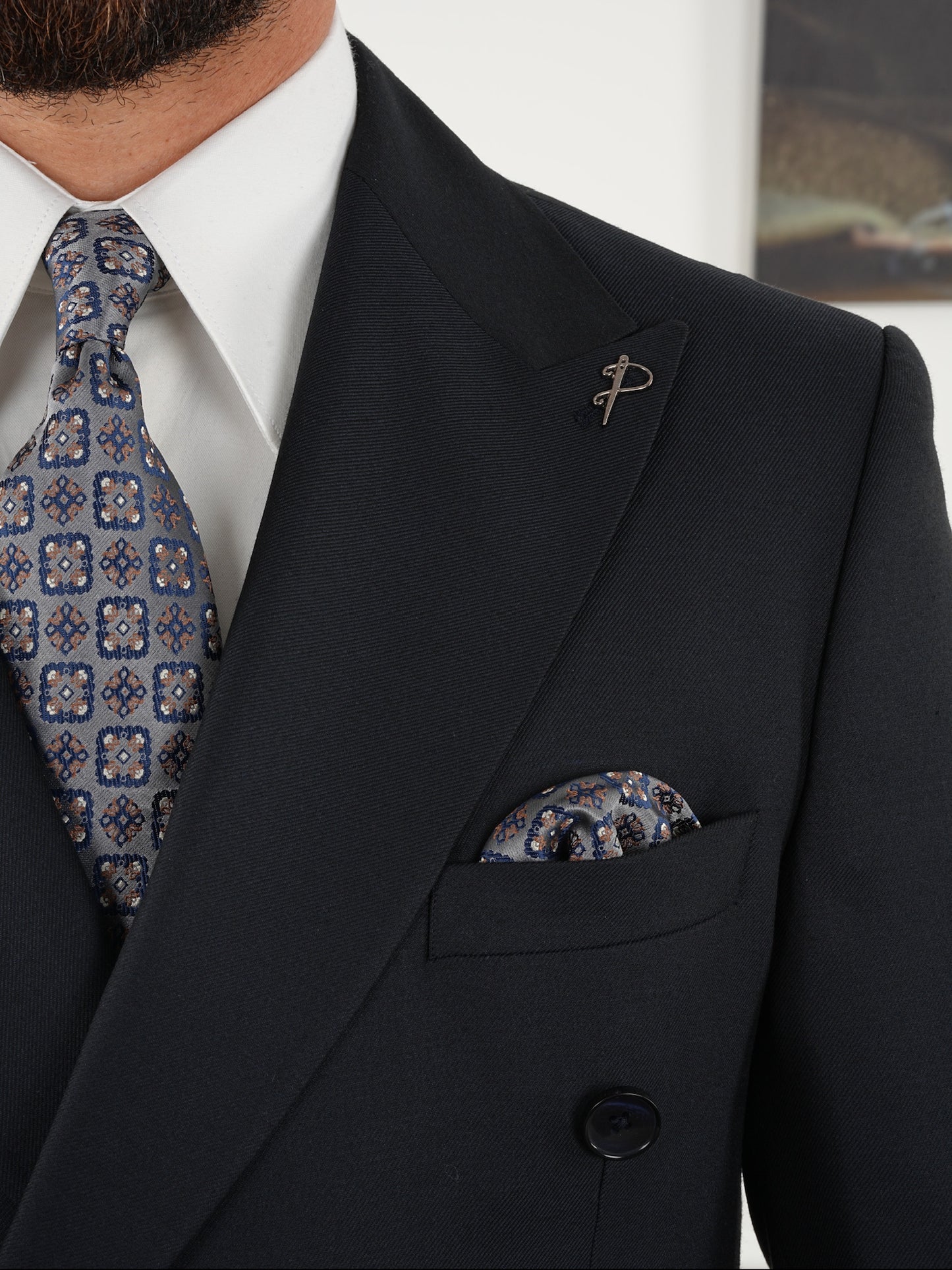 Tailored Fit Dark Navy Double Breasted Full Suit Regular
