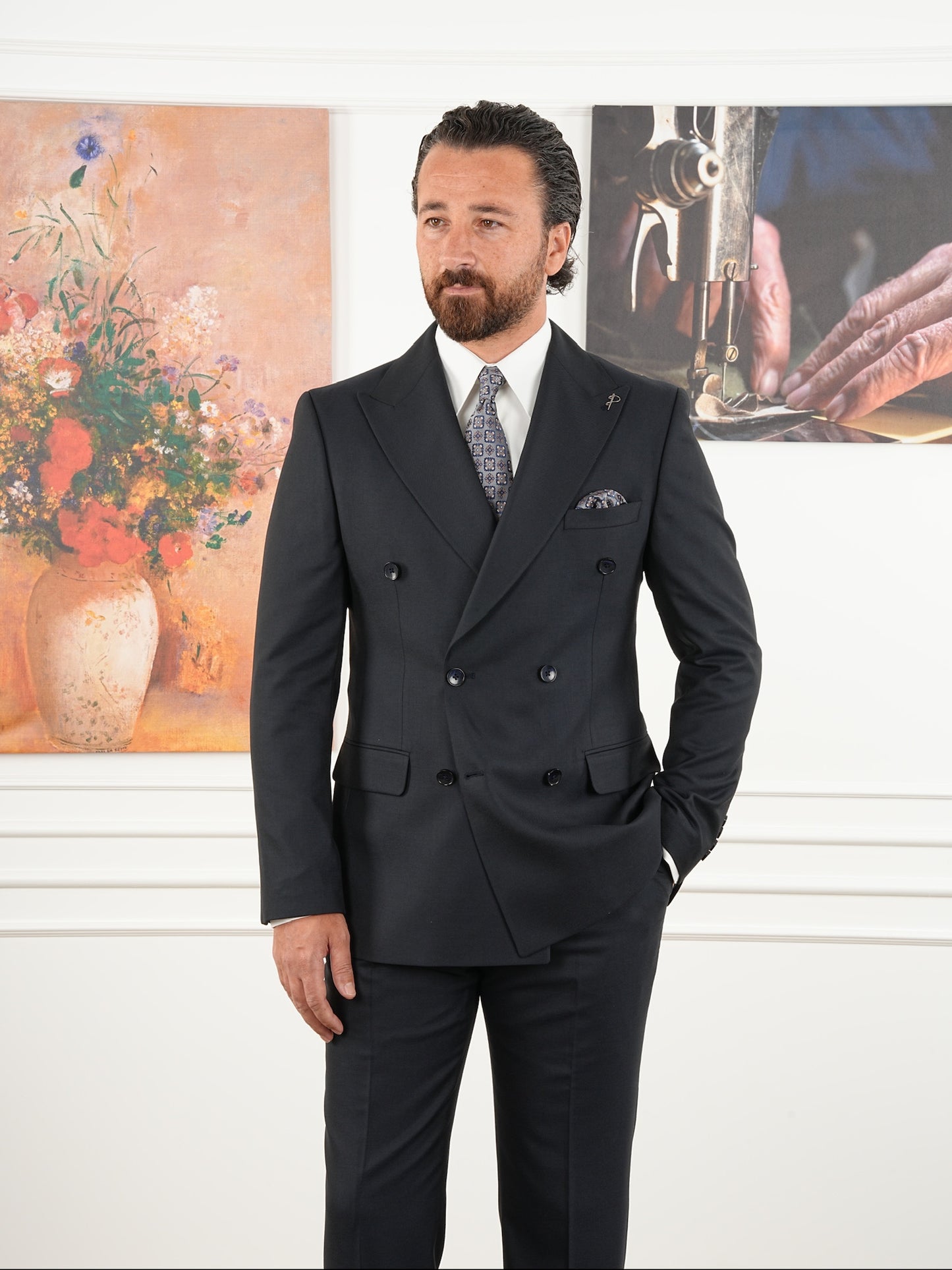 Tailored Fit Dark Navy Double Breasted Full Suit Regular