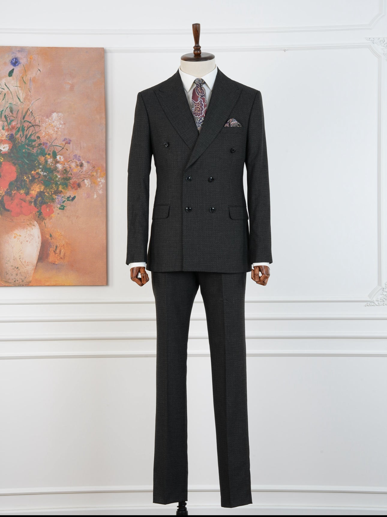 Dark Charcoal Micro Grid Parez Suit