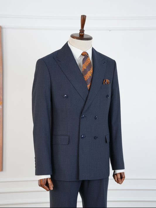 Navy Micro Grid Parez Suit