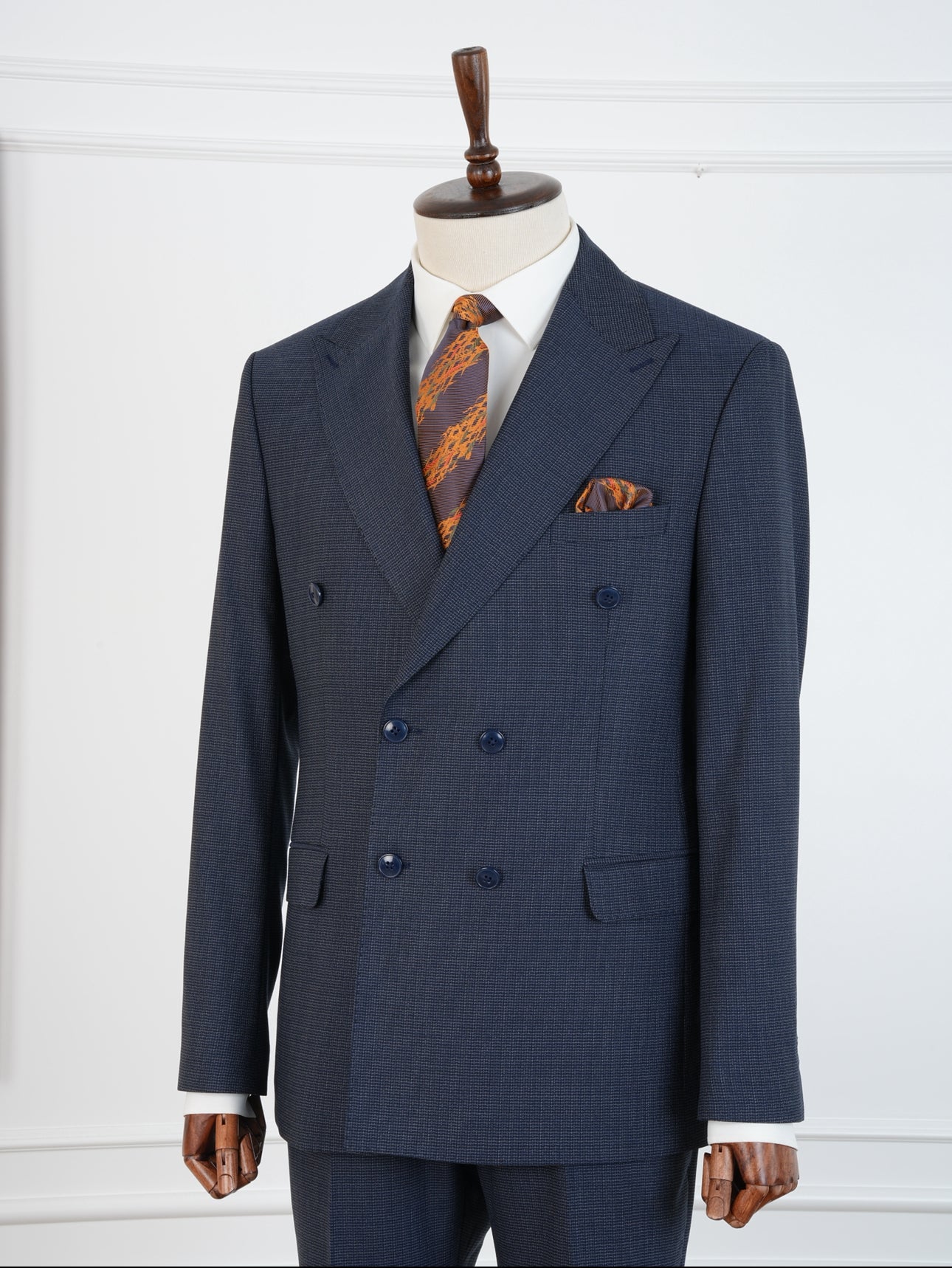 Navy Micro Grid Parez Suit
