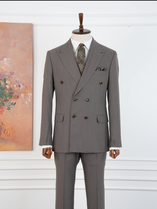 Brown Micro Grid Parez Suit