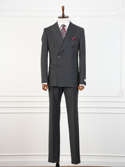 Slate Grey Wool Suit – Fine Pinstripe Business Classic