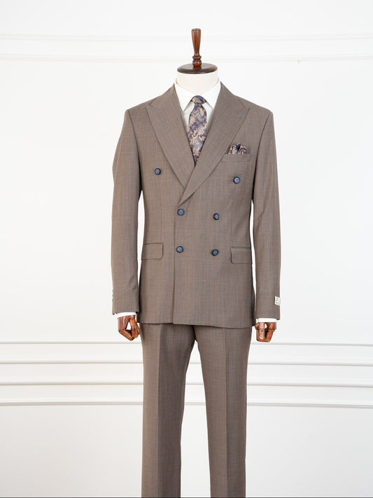 Classic Taupe Wool Suit – Double Breasted Pinstripe Elegance Parez suits