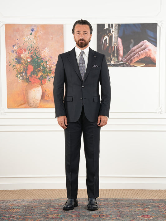 Tailored Fit Dark Navy Single Breasted Closure Full Suit