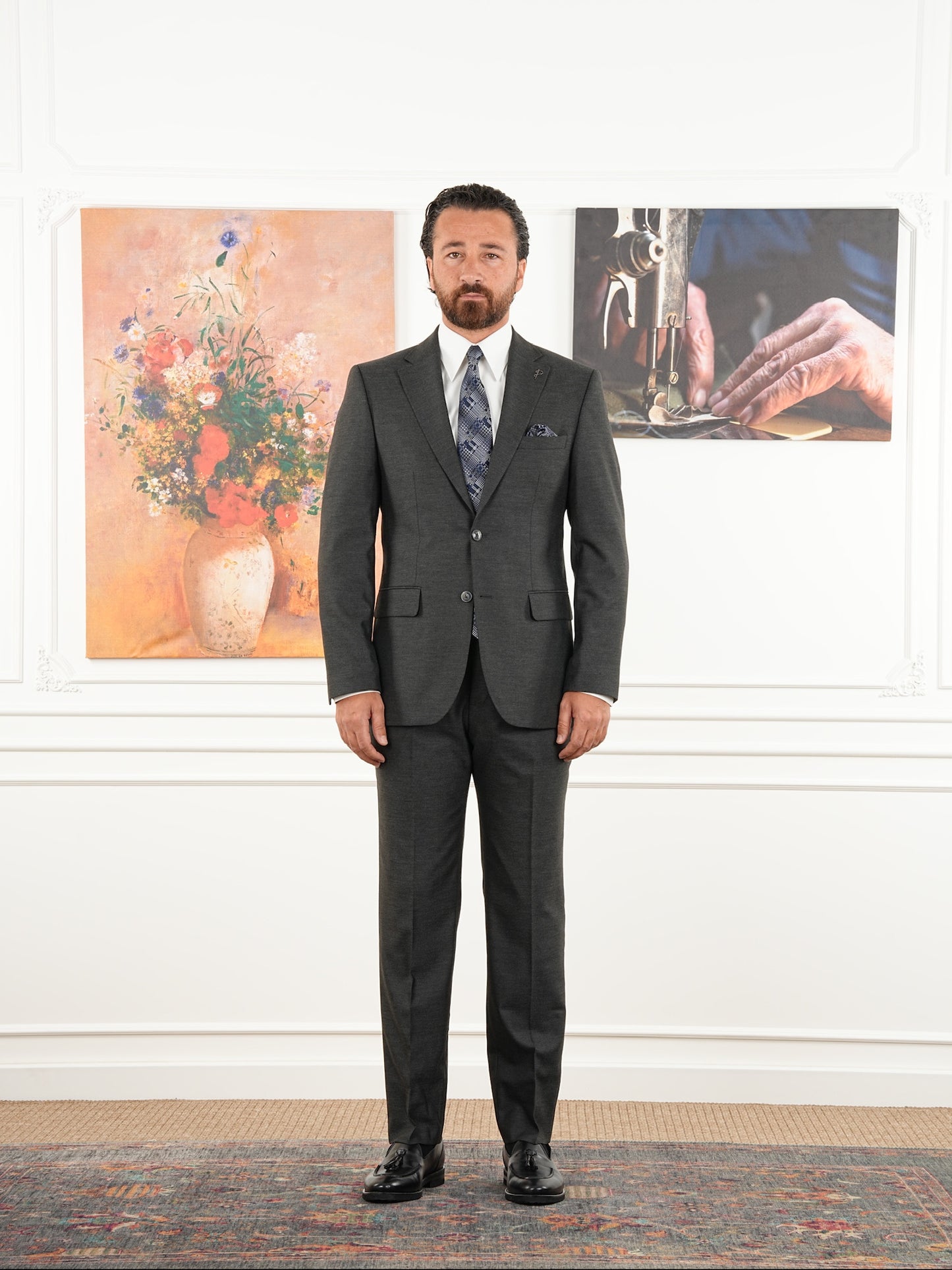 Tailored Fit Choarcol Single Breasted Closure Full Suit