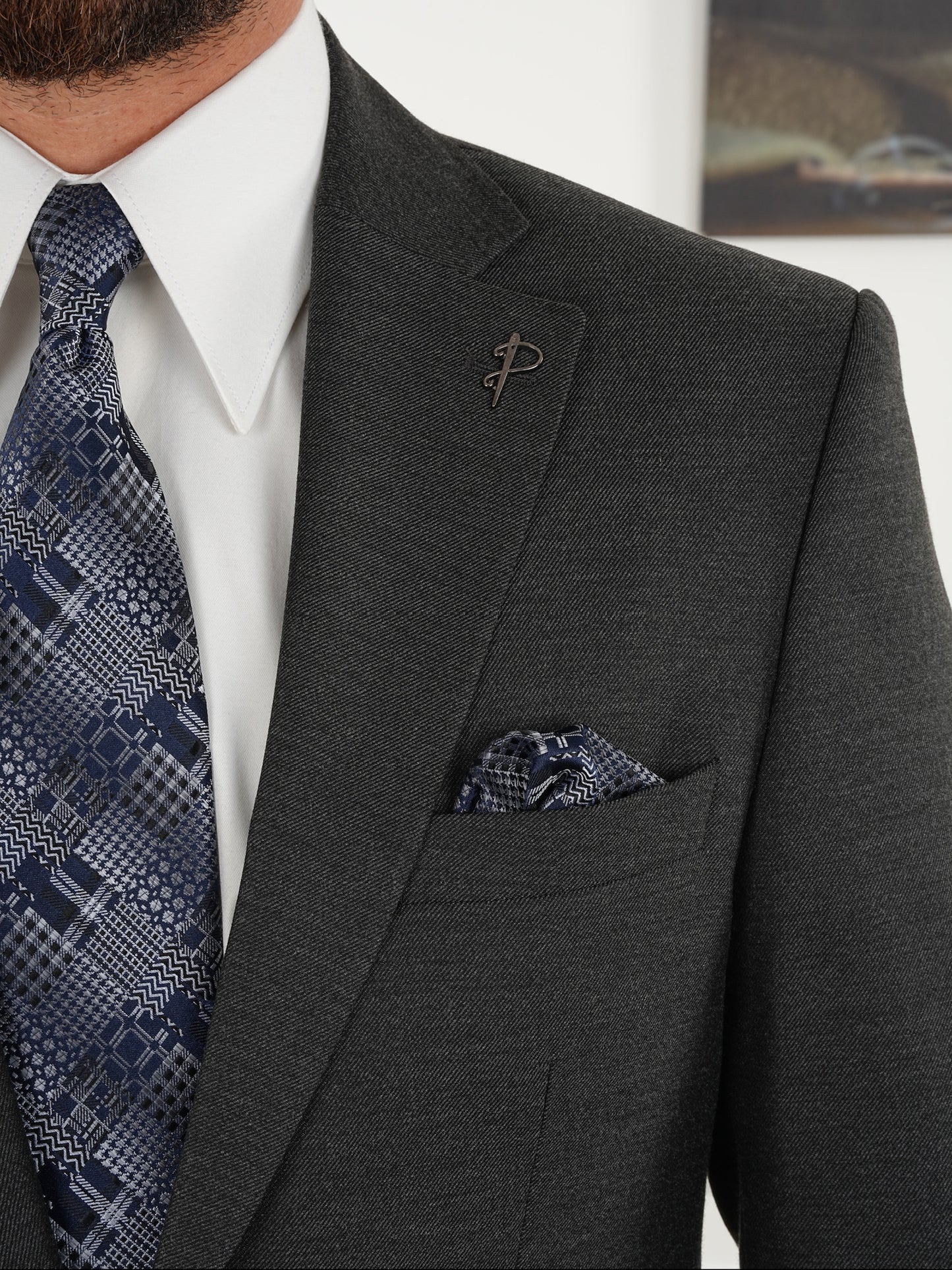 Tailored Fit Choarcol Single Breasted Closure Full Suit