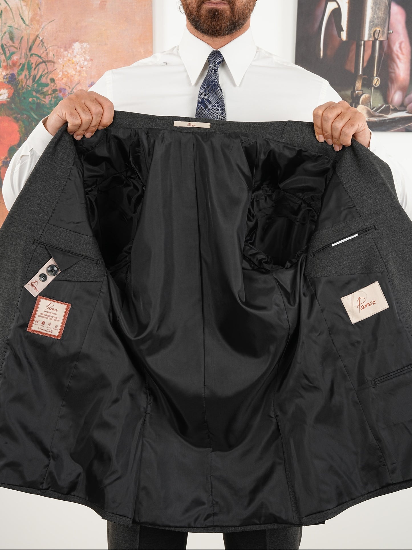 Tailored Fit Choarcol Single Breasted Closure Full Suit