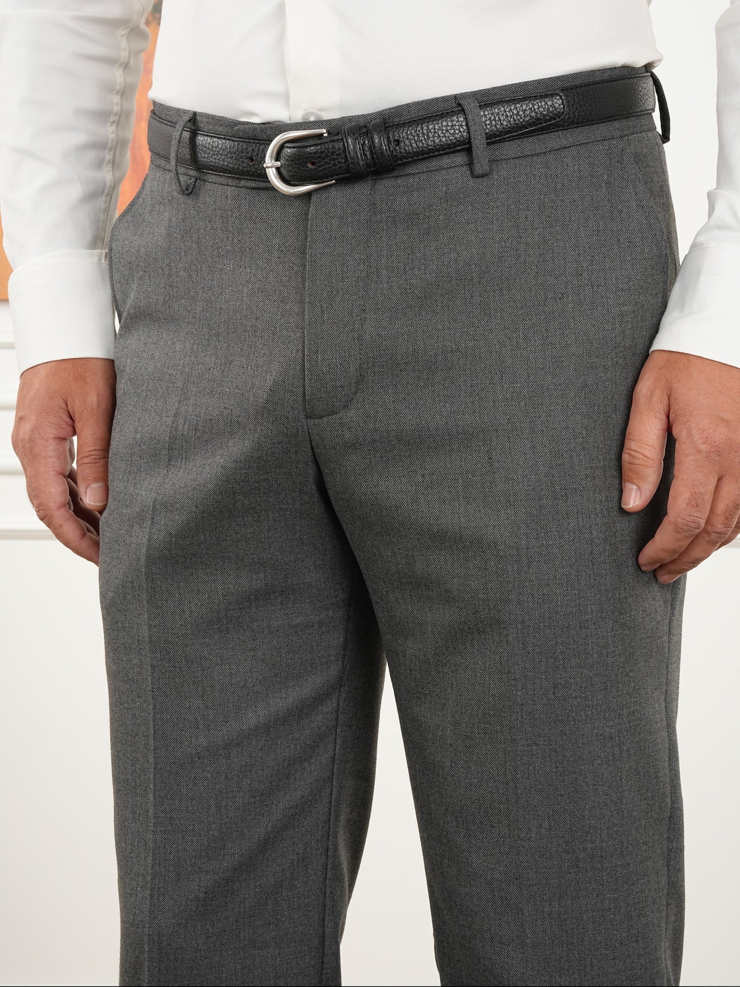 Tailored Fit Light Gray Single Breasted Closure Full Suit